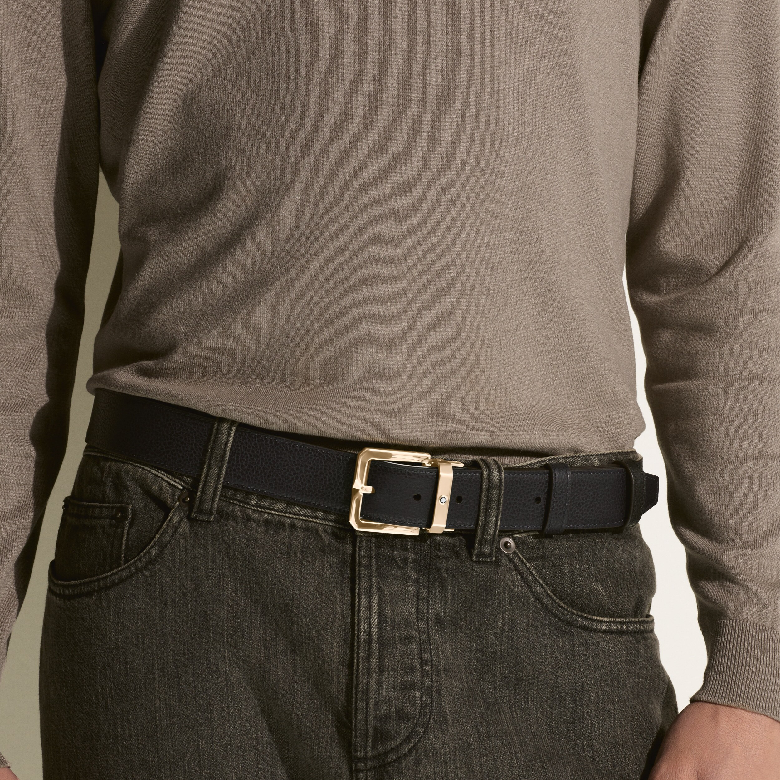 NIGHT BLUE/BLACK 35MM REVERSIBLE LEATHER BELT - 2