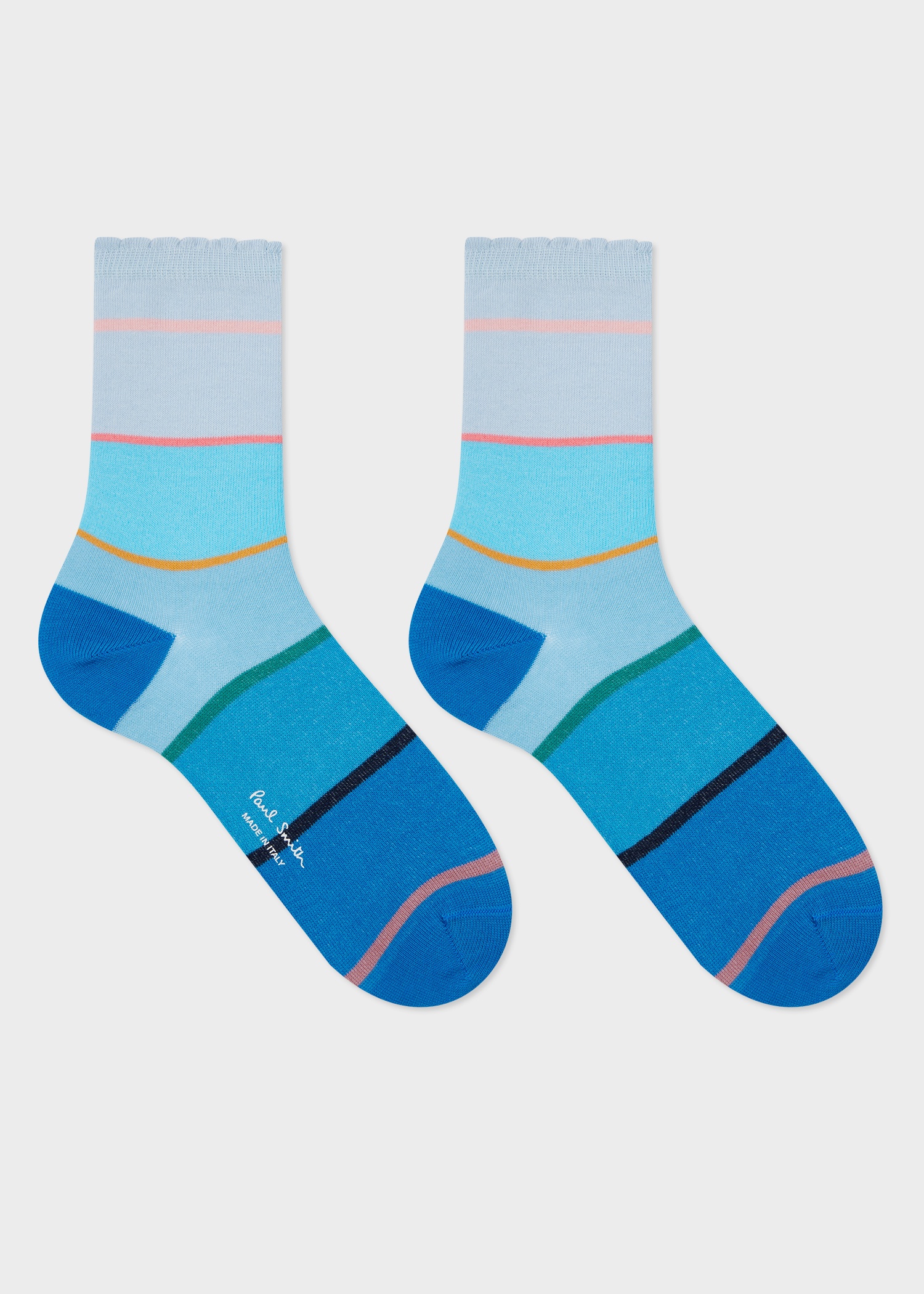 Women's Blue Stripe Frill Socks - 2
