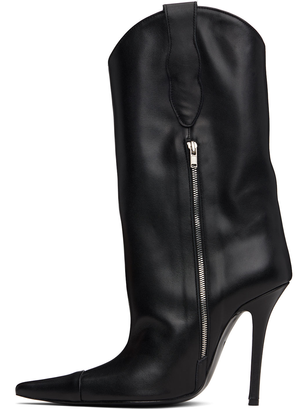 Black Mid-Calf Cowgirl Boots - 3