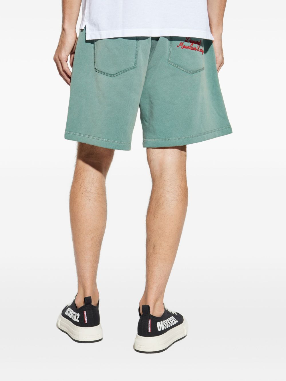 logo-embroidered cotton shorts - 4