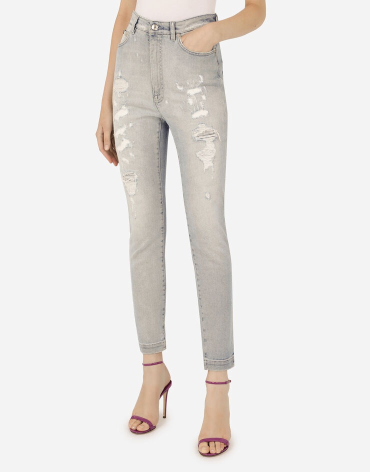 Light blue denim Grace jeans with ripped details - 4