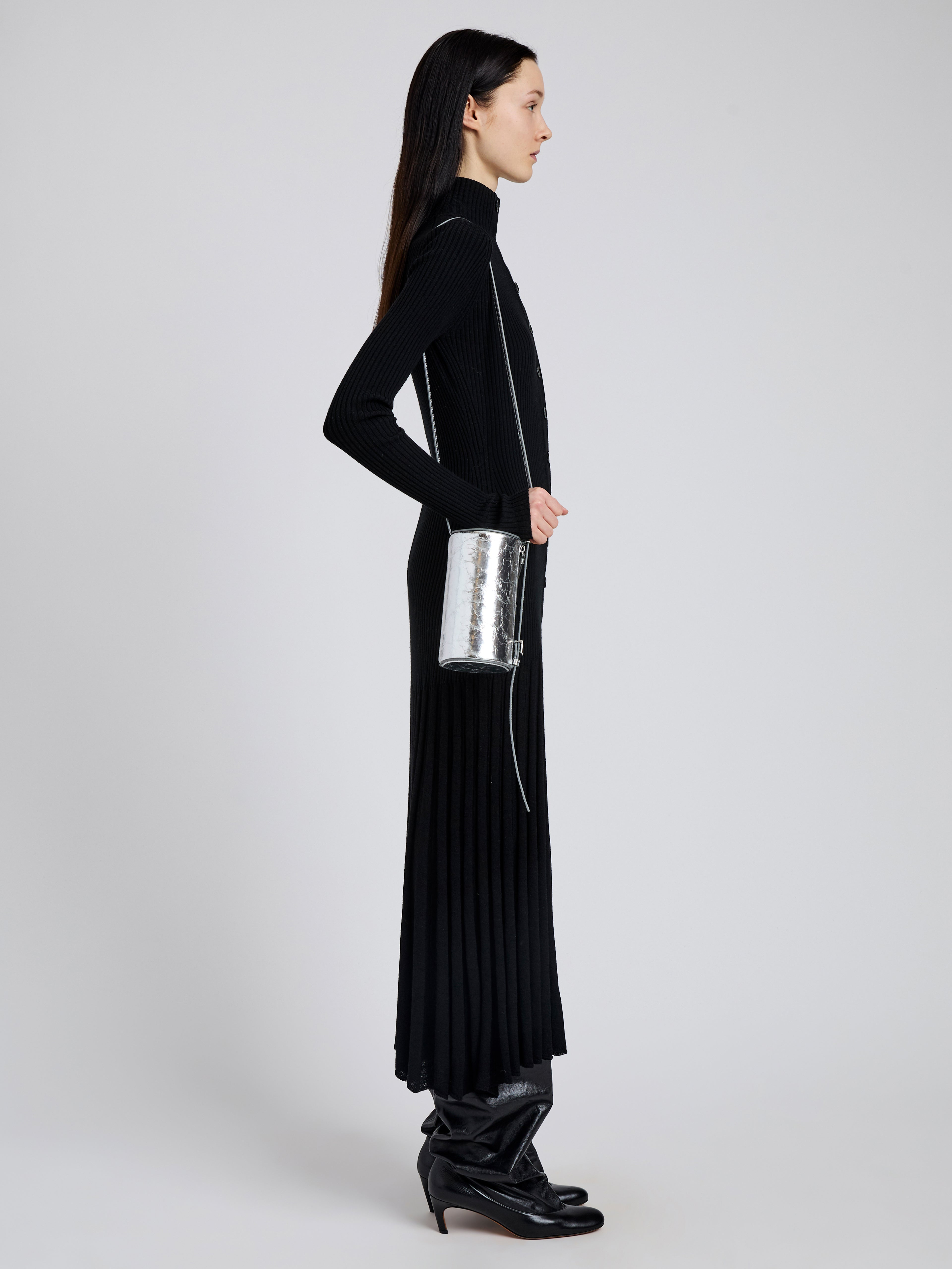 Crossbody Silo Bag in Crinkle Metallic - 6