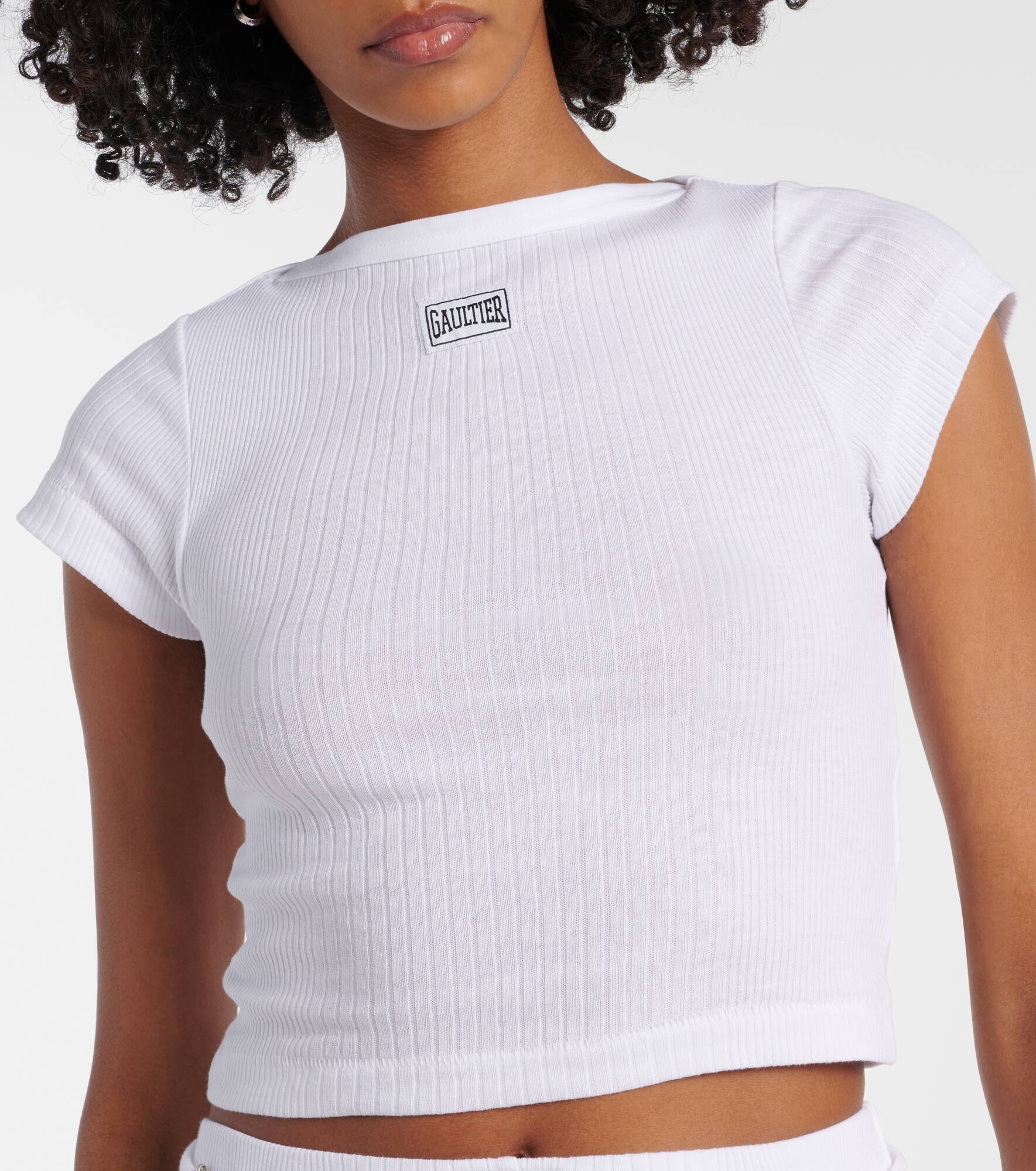 Logo cotton jersey crop top - 4