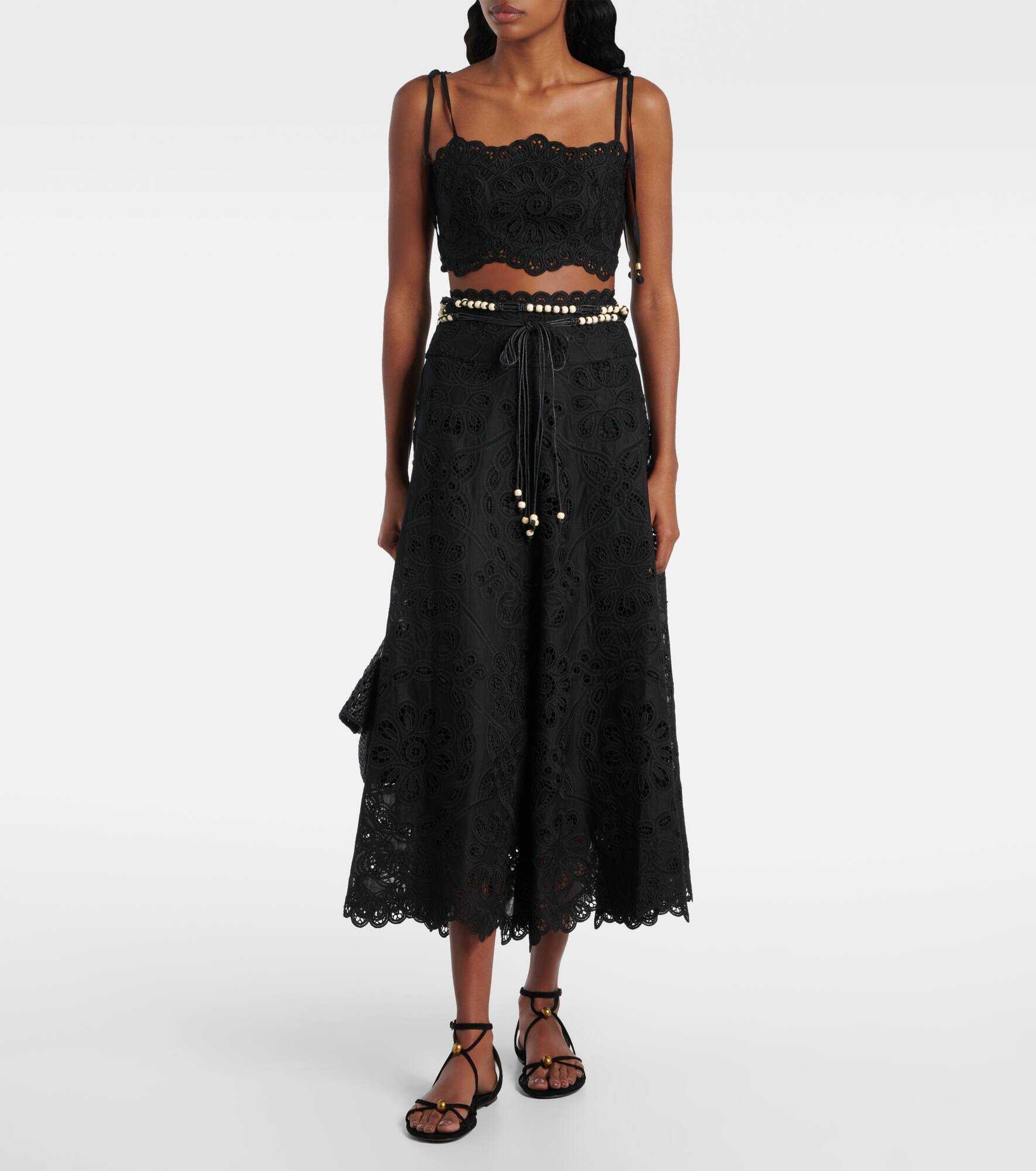 Rhiannon embroidered cotton midi skirt - 2
