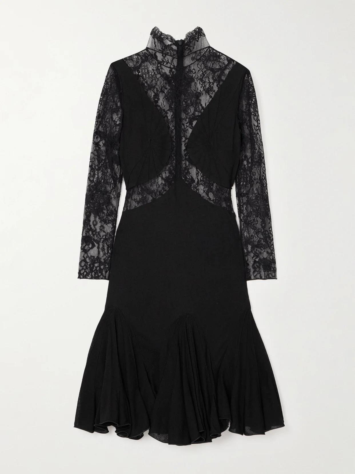 Lace And Knitted Midi Dress - 1
