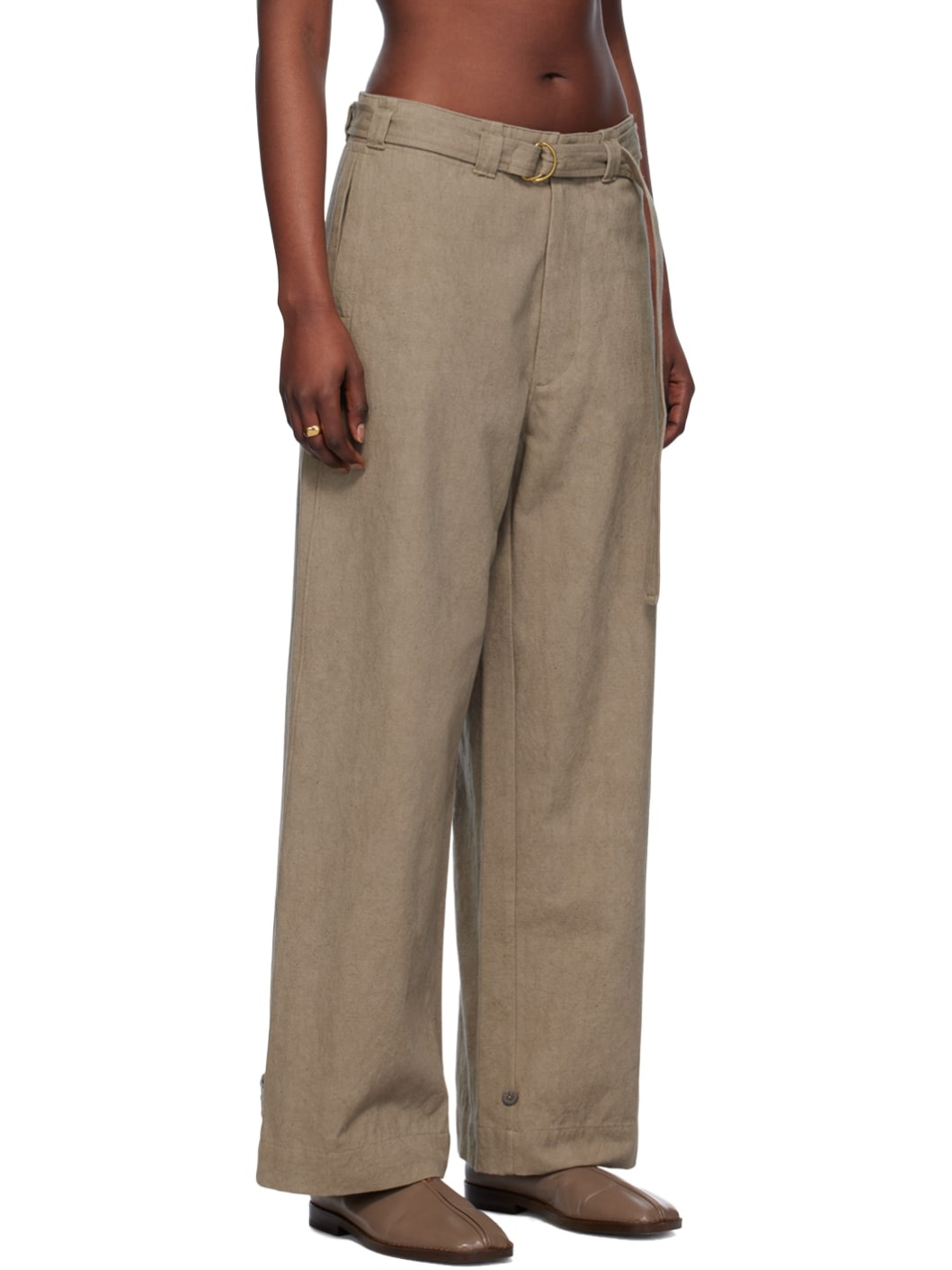 Taupe Belted Trousers - 2