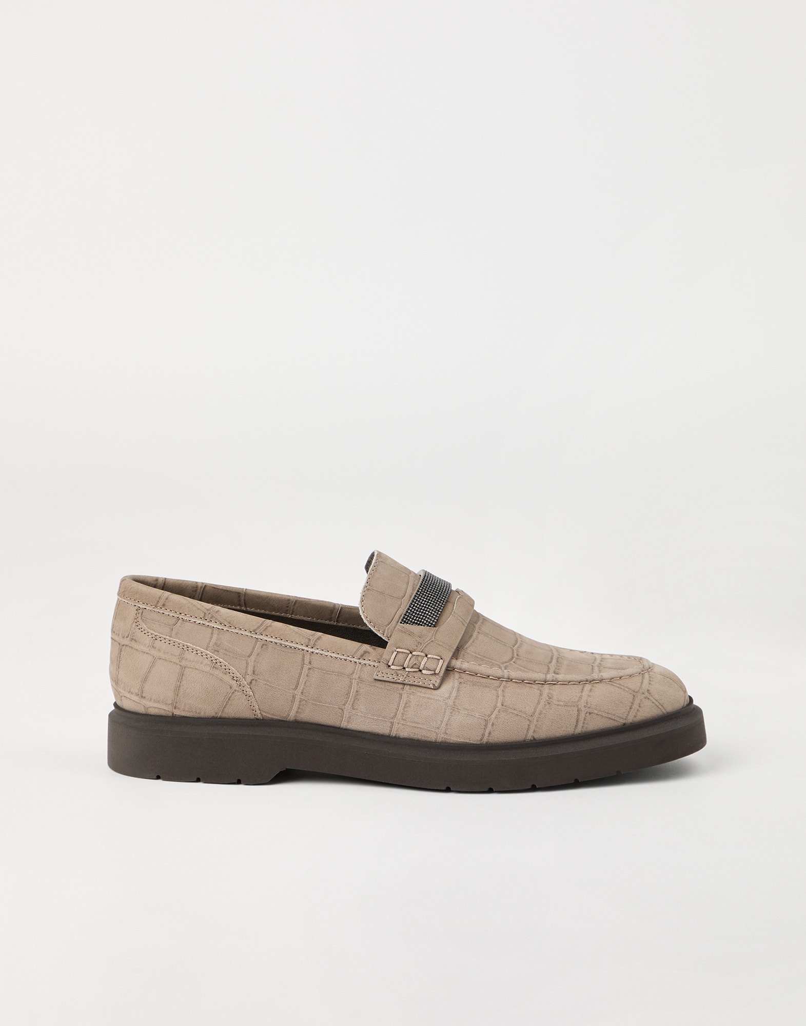 Croc print nubuck penny loafers with precious detail - 5