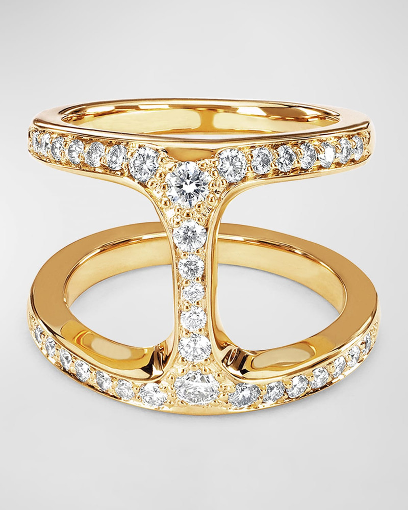 18K Yellow Gold Dame Phan Diamond Ring, Size 7 - 1