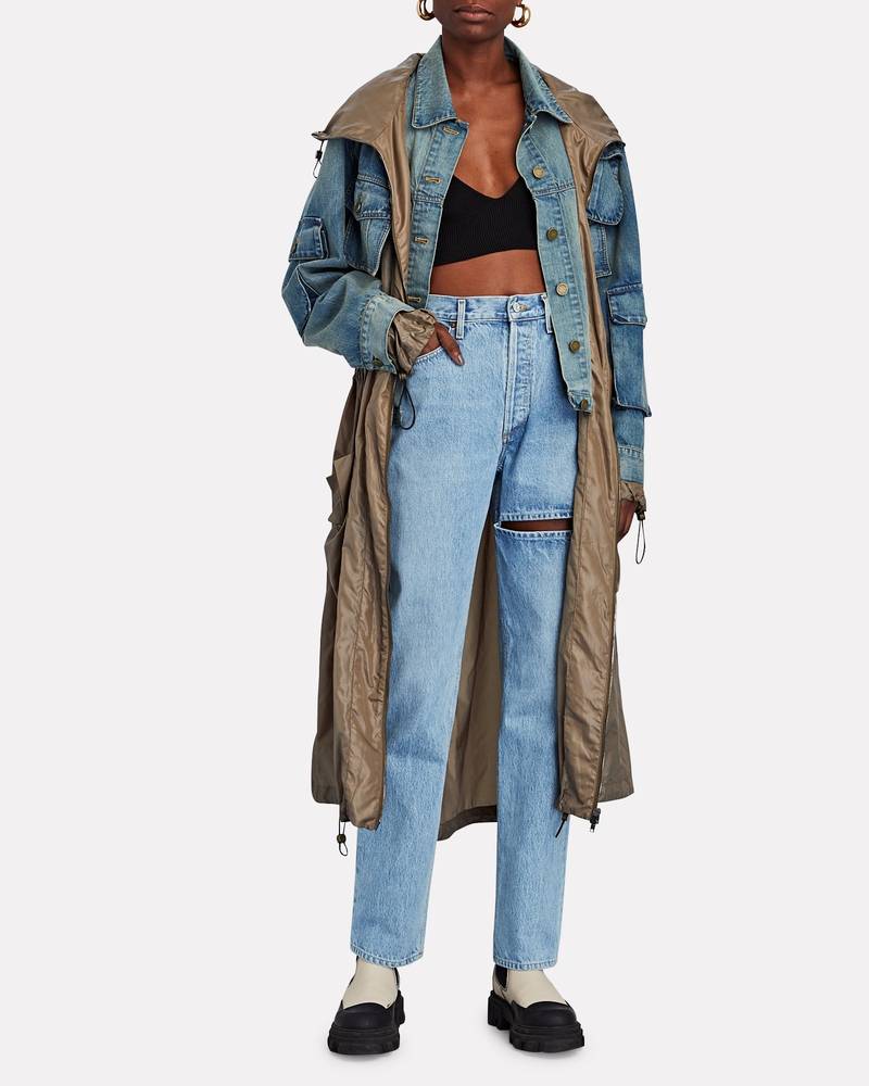 Monse Deconstructed Denim Hooded Windbreaker outlook