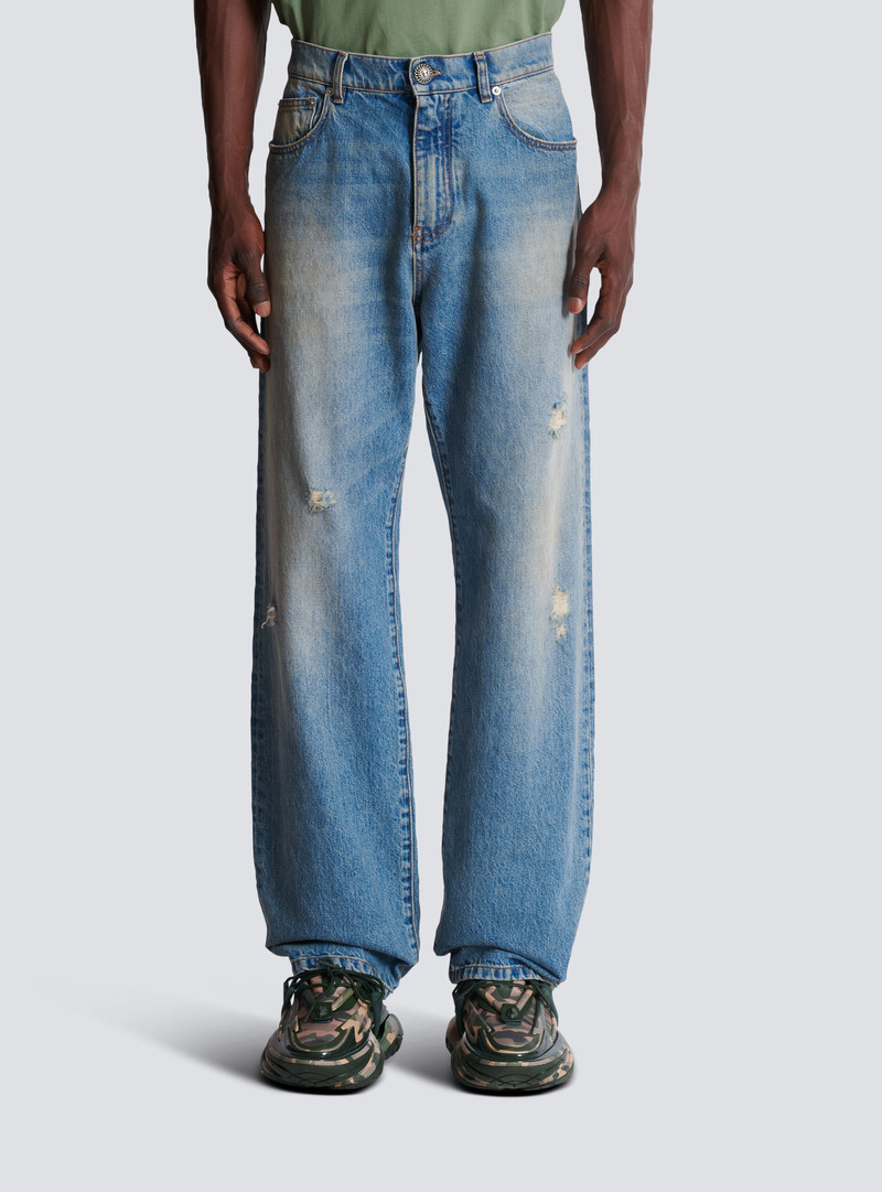 Loose-fit blue denim jeans 5
