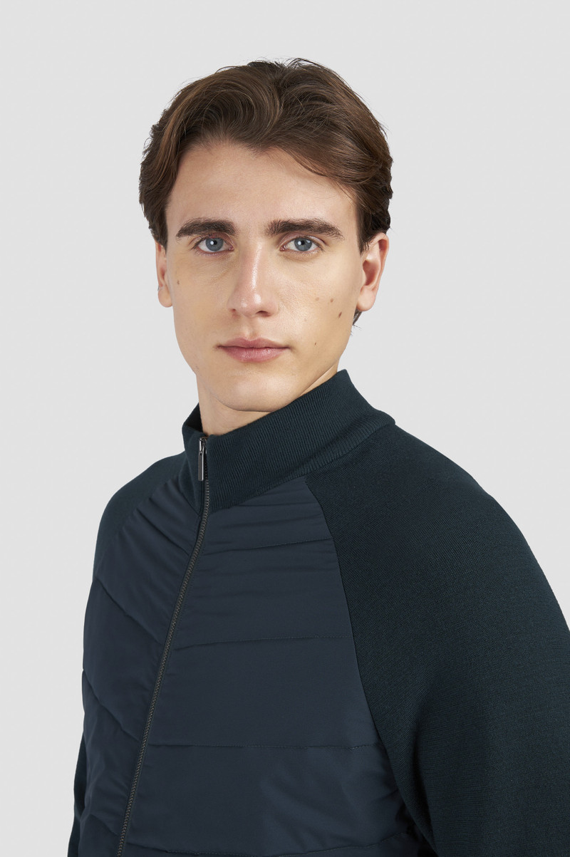 HYBRID ZIP-UP CARDIGAN IN SOFT COOL TOUCH WOOL AND TYPHOON® PLATINUM 4