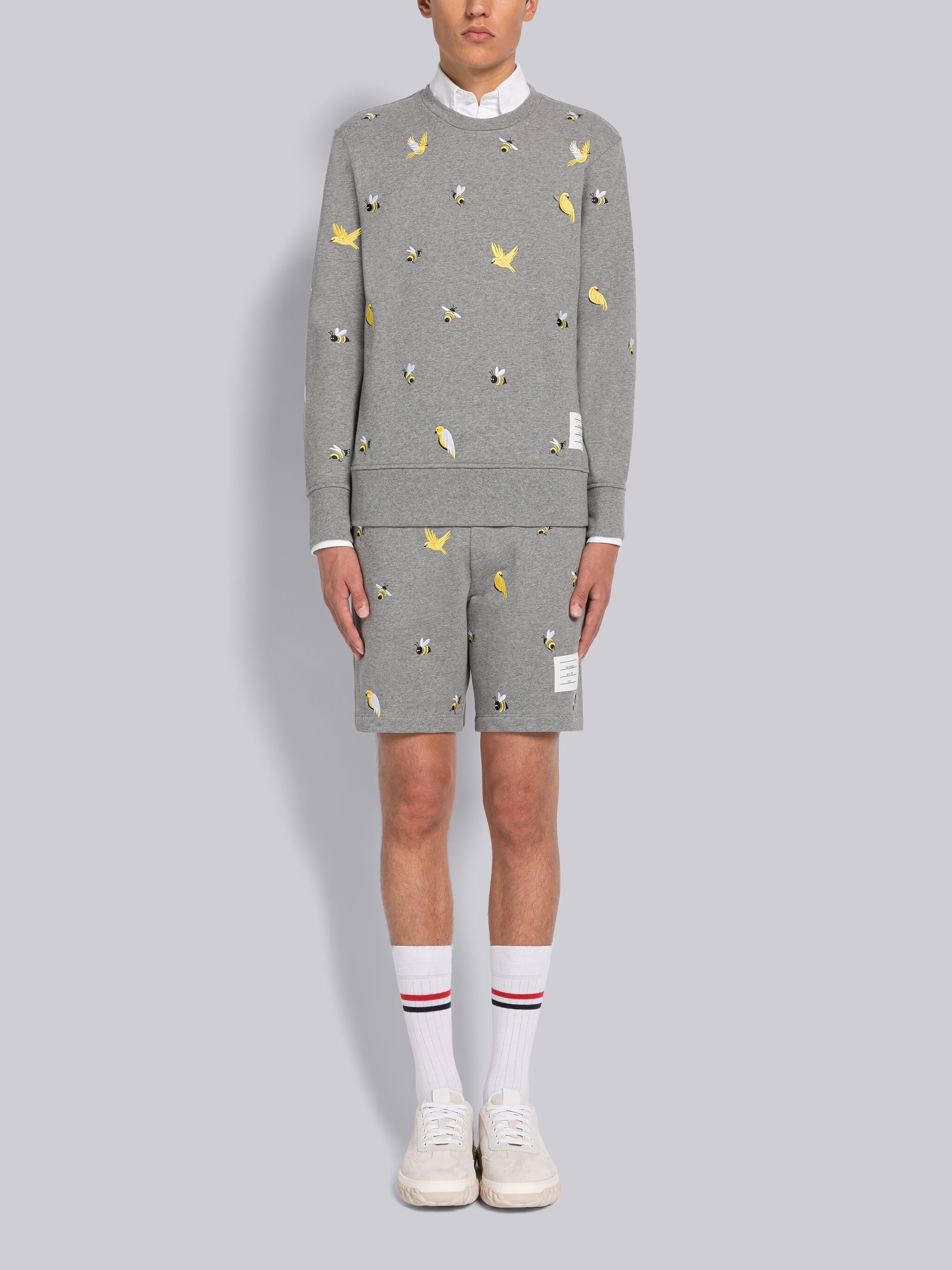 COTTON LOOPBACK BIRDS AND BEES RELAXED FIT CREW NECK SWEATSHIRT - 4