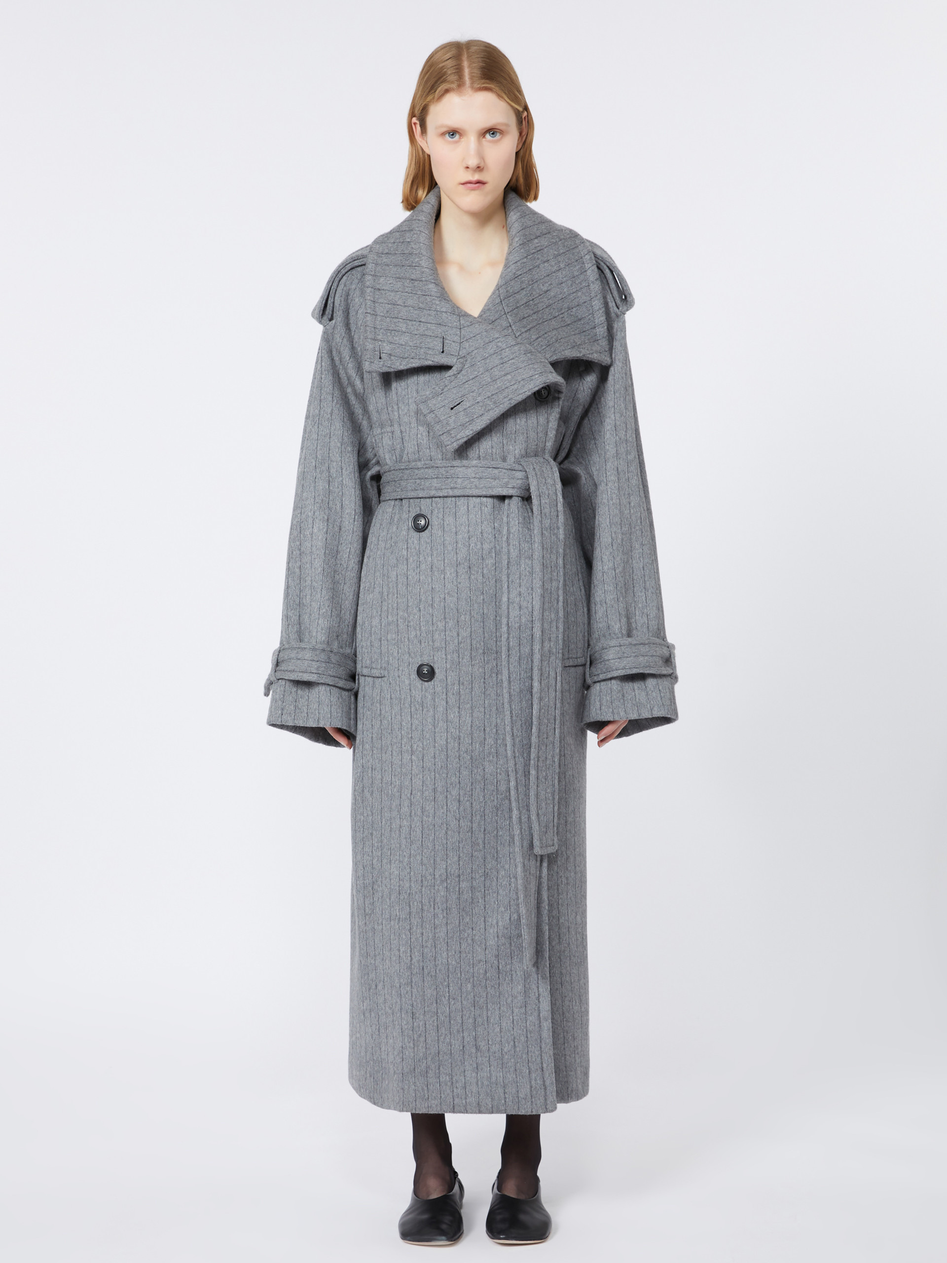AROLD1234 Pinstriped trench coat in pure wool - RUNWAY - 3
