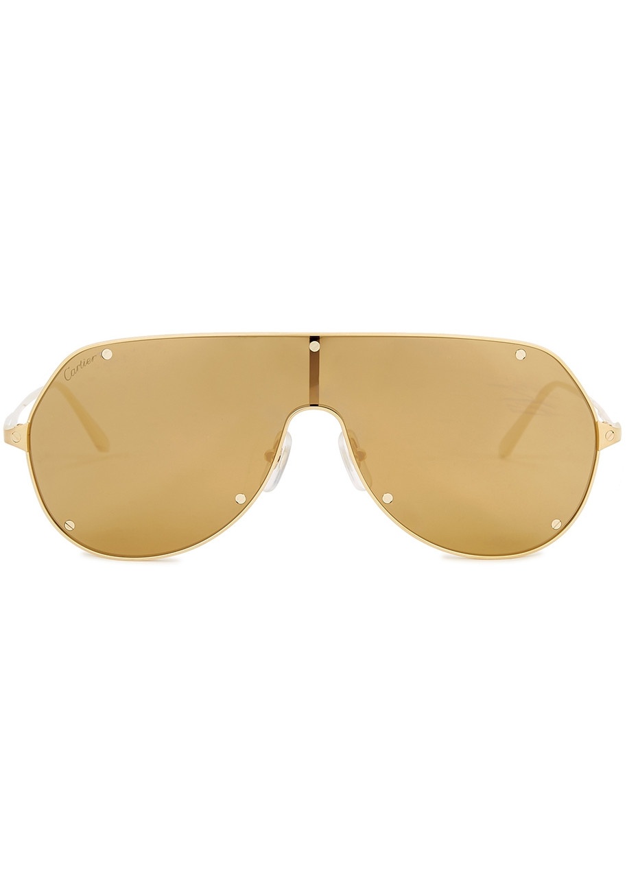 Cartier Santos De Cartier Gold-tone Mask Sunglasses, Sunglasses, Gold - 2