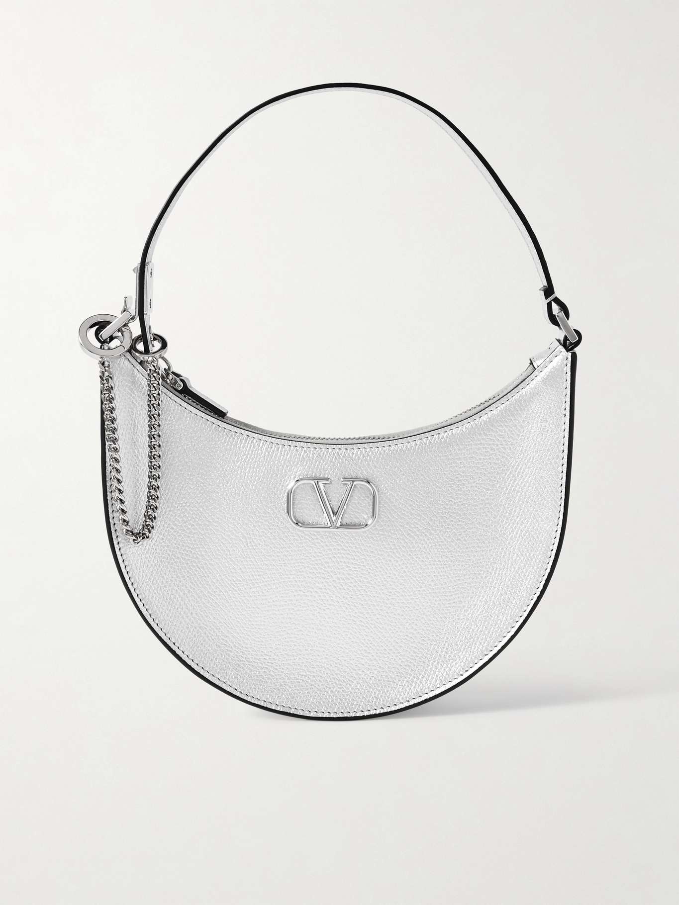 VLOGO mini metallic textured-leather shoulder bag - 1