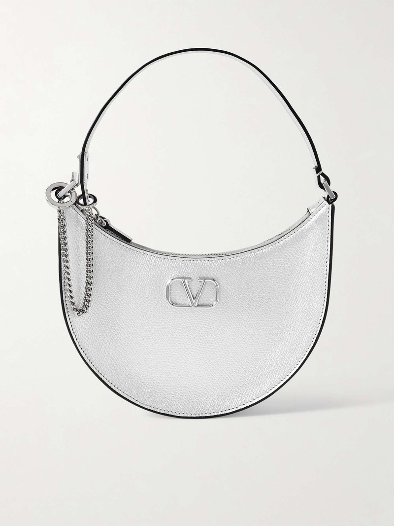 VLOGO mini metallic textured-leather shoulder bag 1