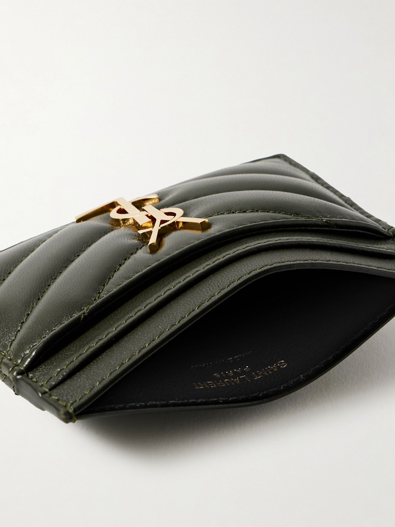 Cassandre matelassé leather cardholder Dark green - 5