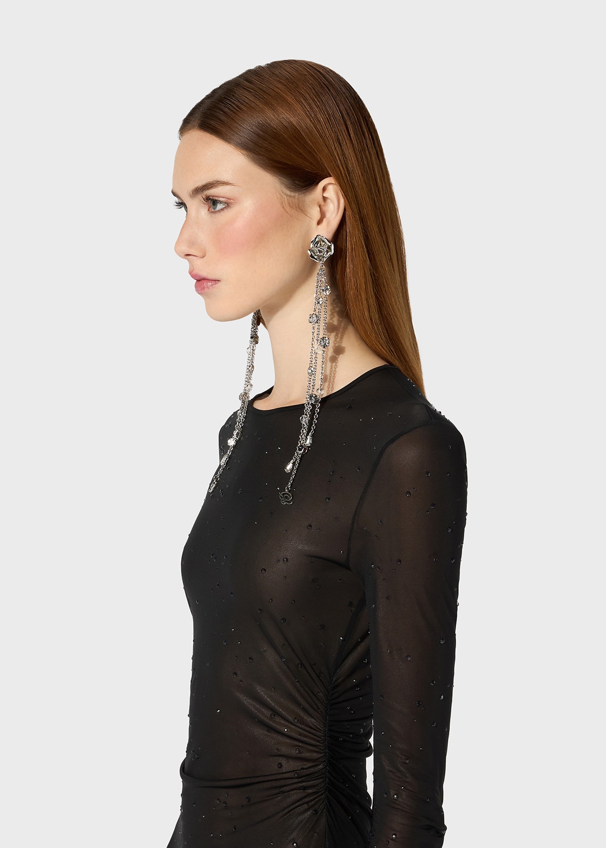 EARRINGS WITH PENDANTS AND ROSE - 4