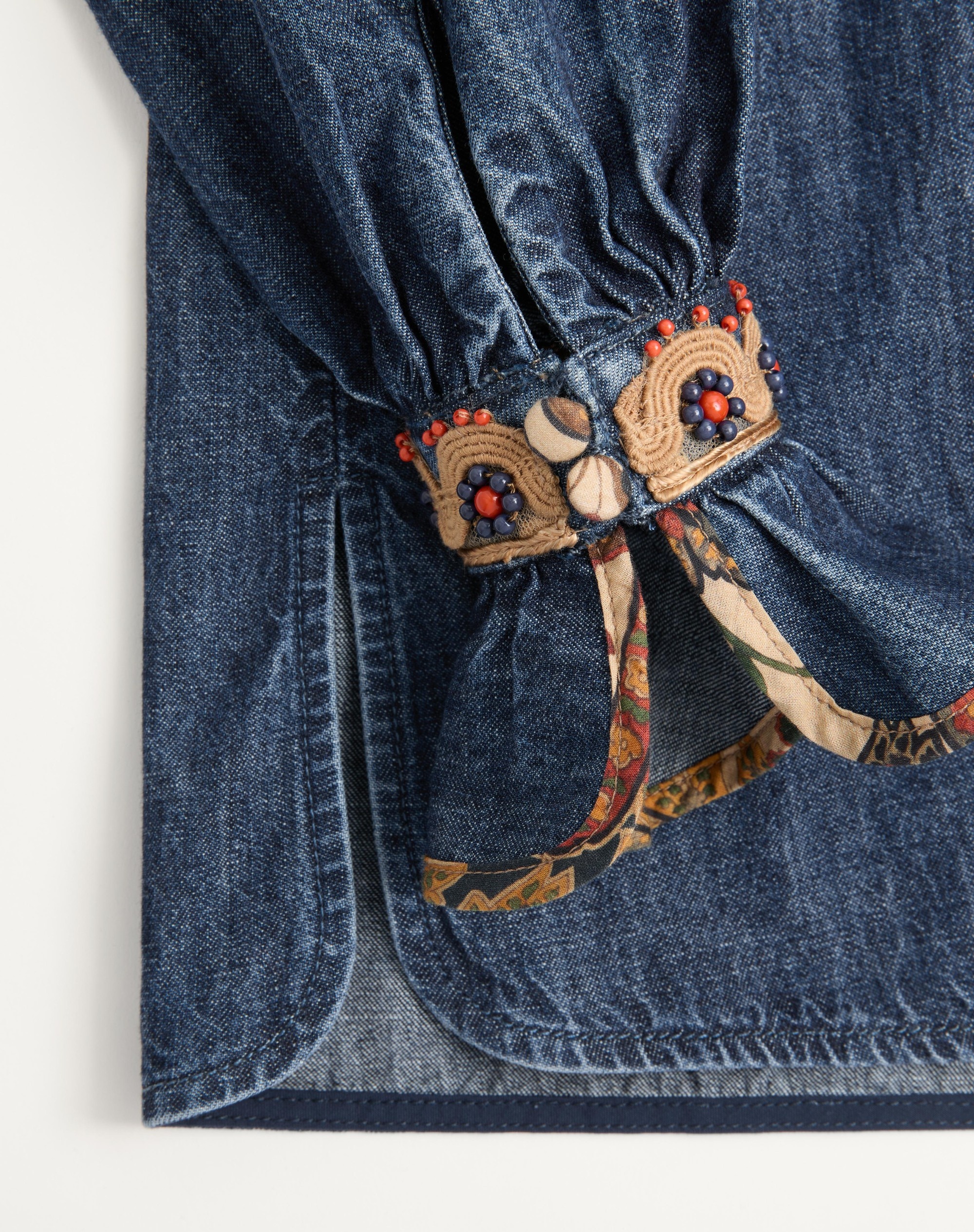 EMBROIDERED CHAMBRAY DENIM TOP - 9