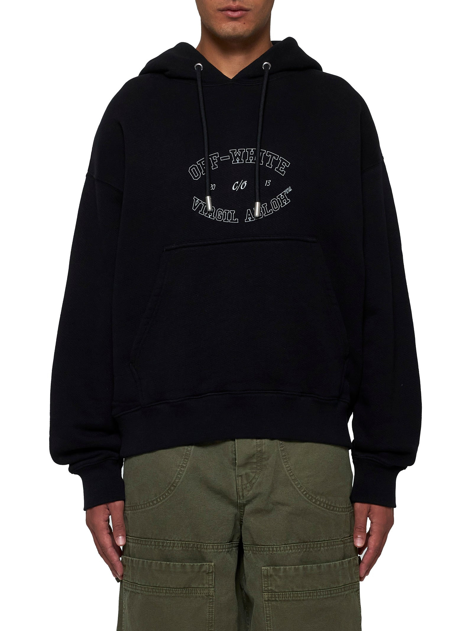Off White Men Collage Cotton Hoodie - 3