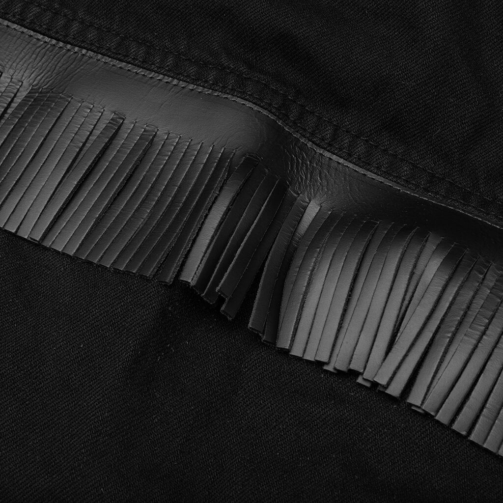 JACKET W/ LEATHER FRINGES AND STUDS - BLACK - 5