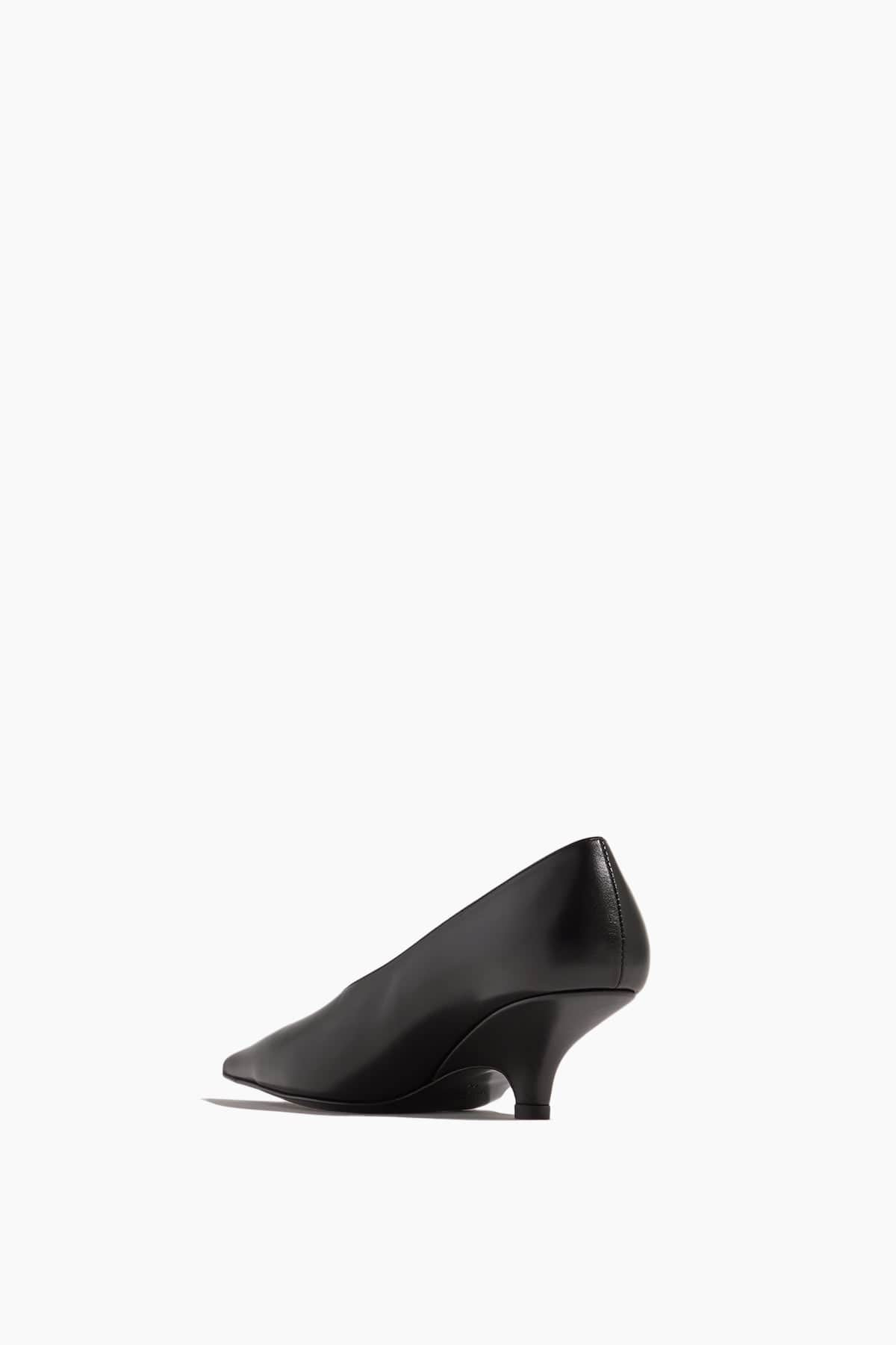 The Leather Wedge-Heel Pump in Black - 3