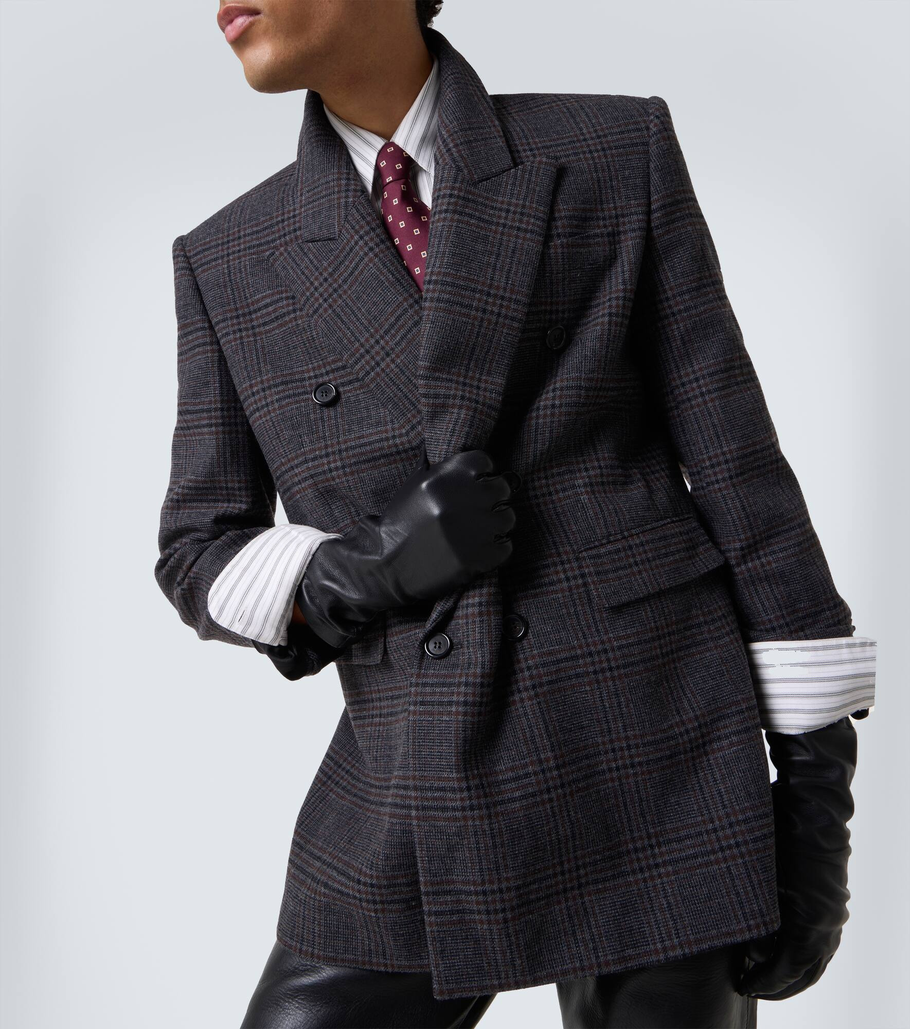 Checked wool and cashmere blazer - 5