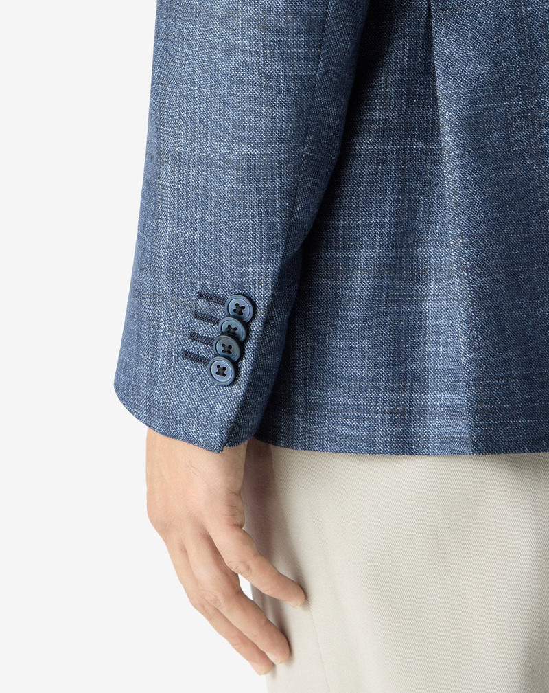 Blue overcheck cashmere and silk jacket 5