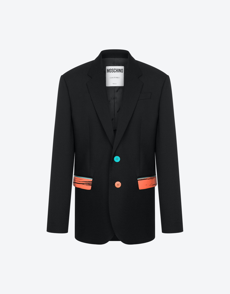 PAINTED DETAILS WOOL CLOTH JACKET 1