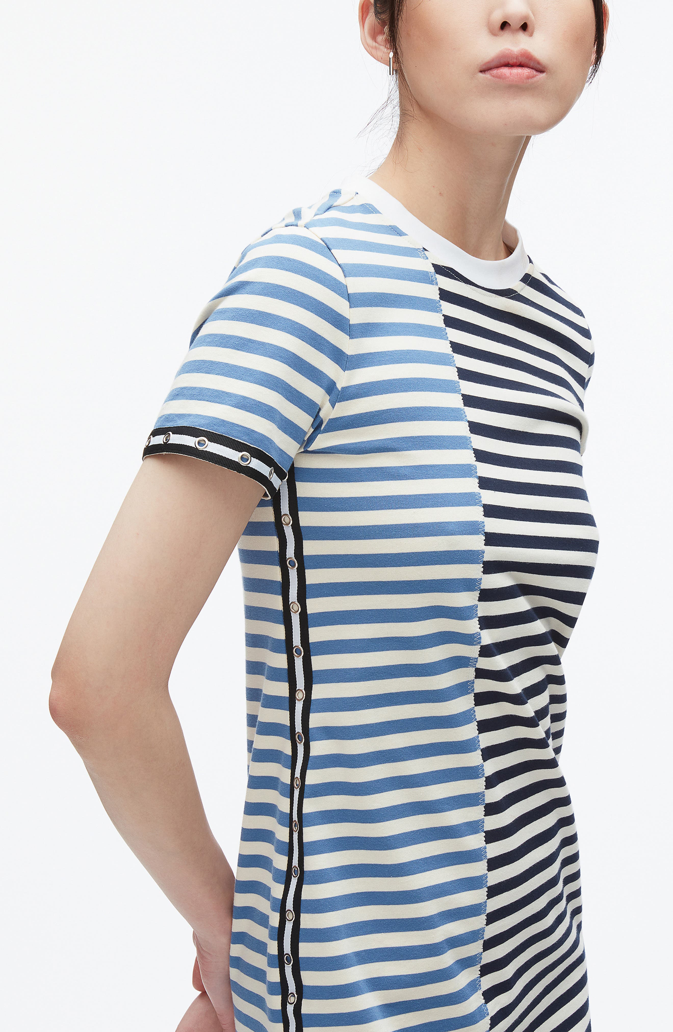 3.1 Phillip Lim Mixed Stripe Cotton T-Shirt Dress in Midnight Multi at Nordstrom - 4