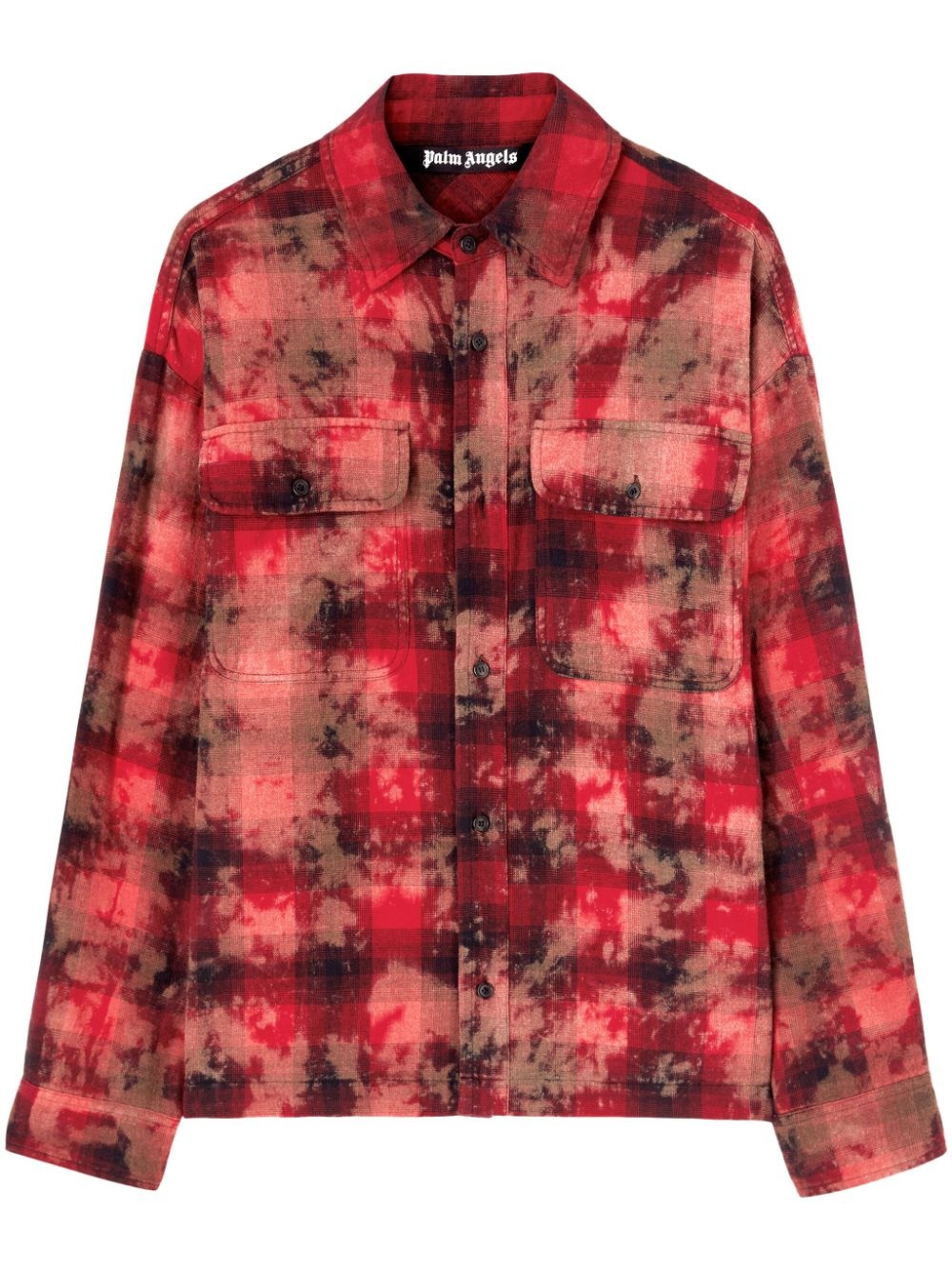 logo-print plaid shirt - 1