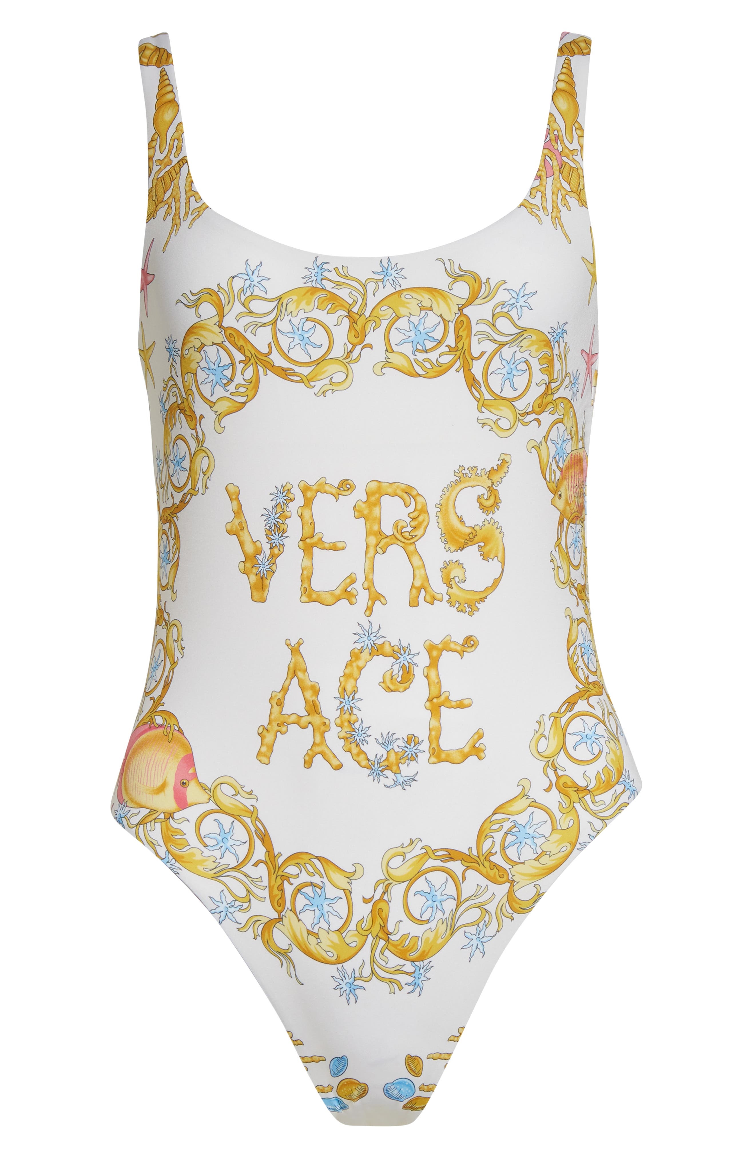 Versace Underwater Barocco One-Piece Swimsuit in Eggshell Multicolor at Nordstrom - 6