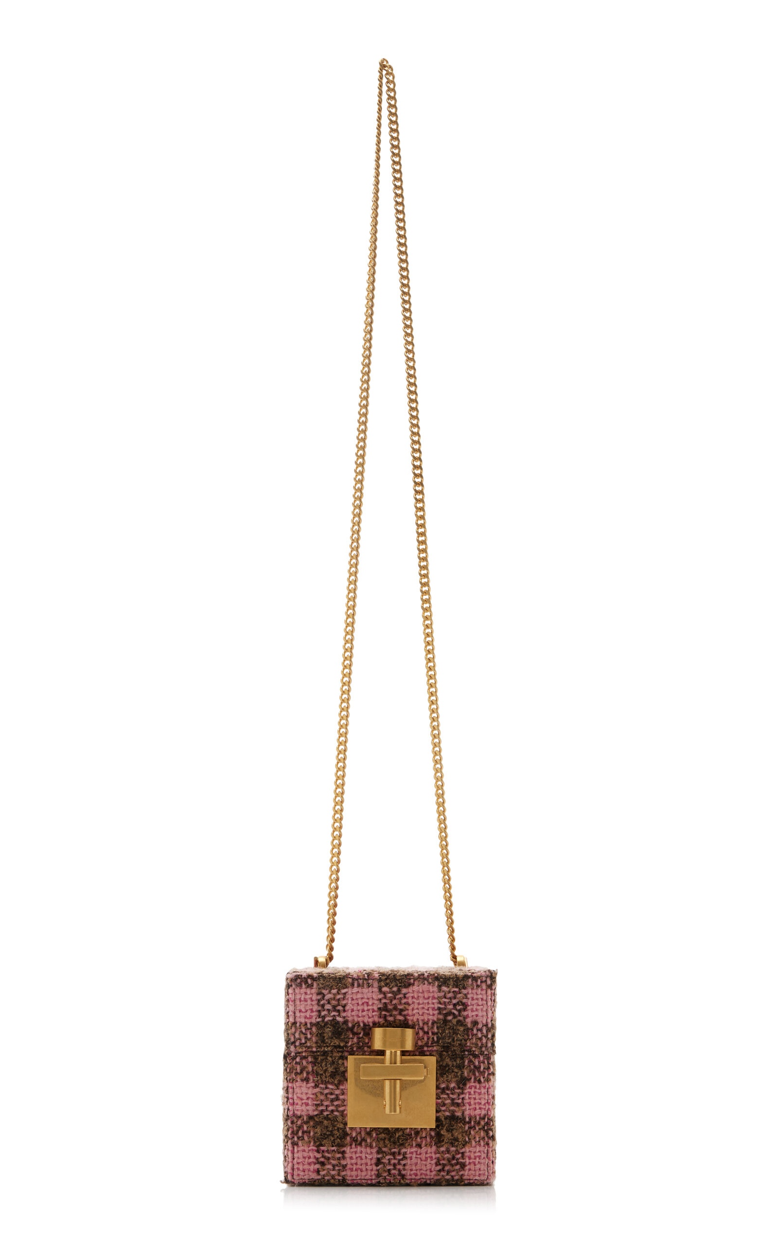 Alibi Checked-Tweed Cube Bag pink - 3