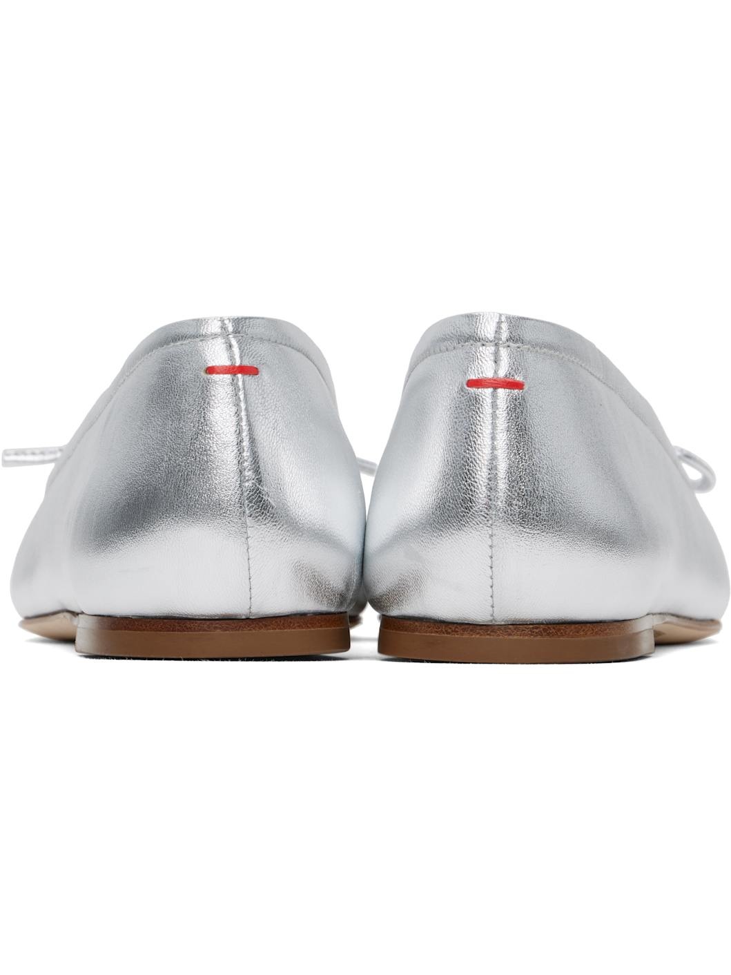 Silver Delfina Leather Ballerina Flats - 2