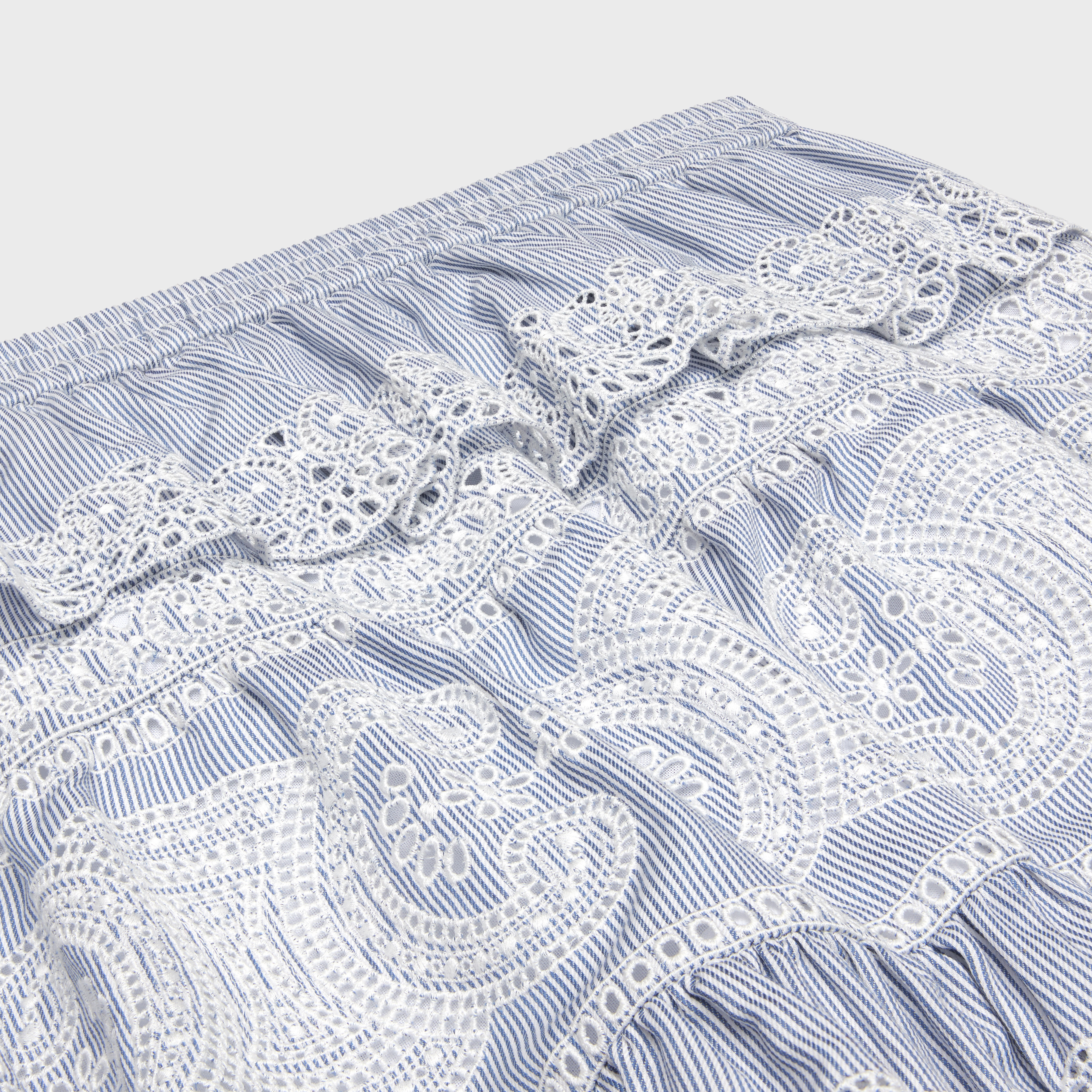 embroidered mini skirt in striped cotton and cashmere - 3