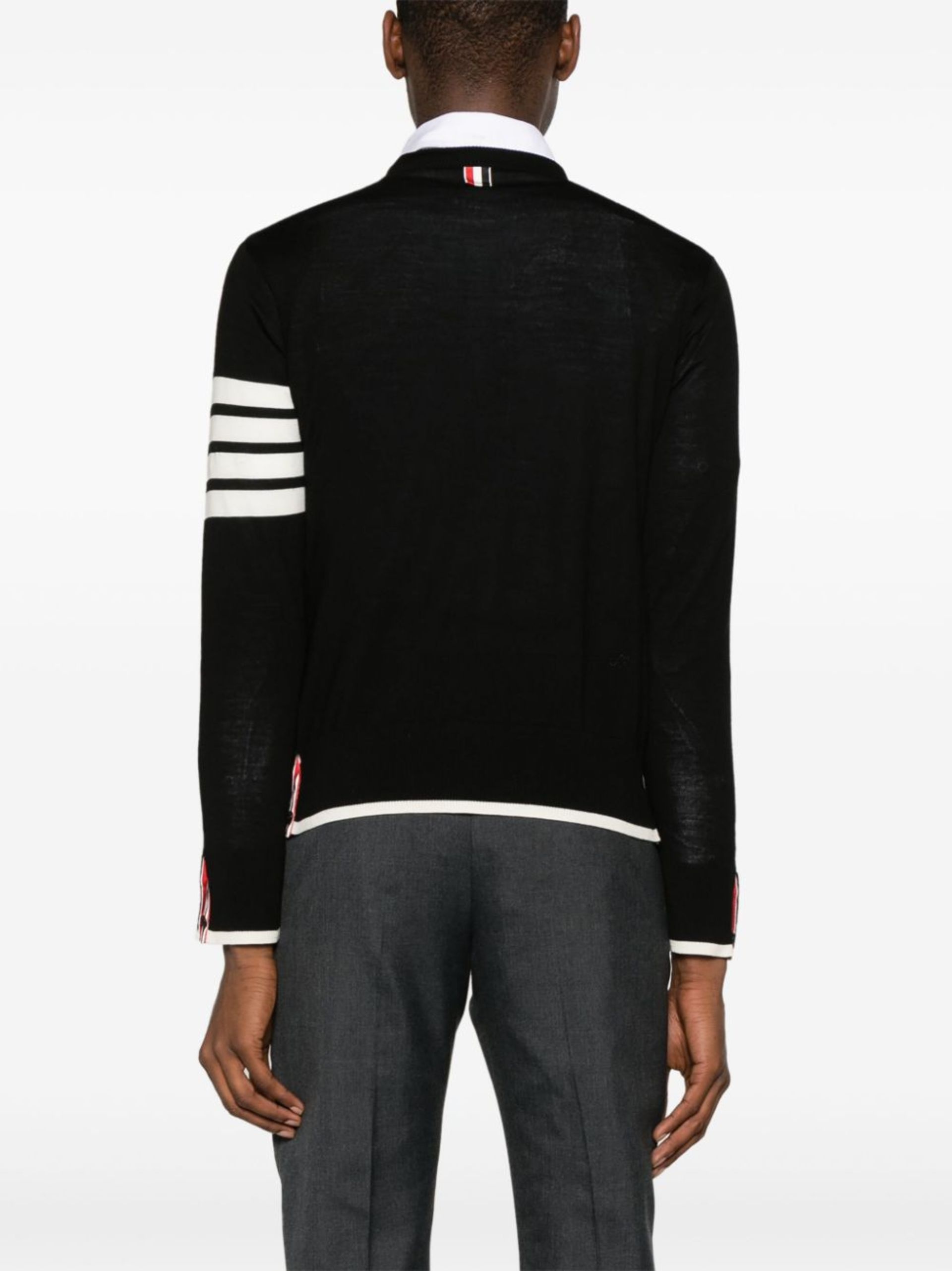 Black 4-Bar Stripe Virgin Wool Sweater - 4