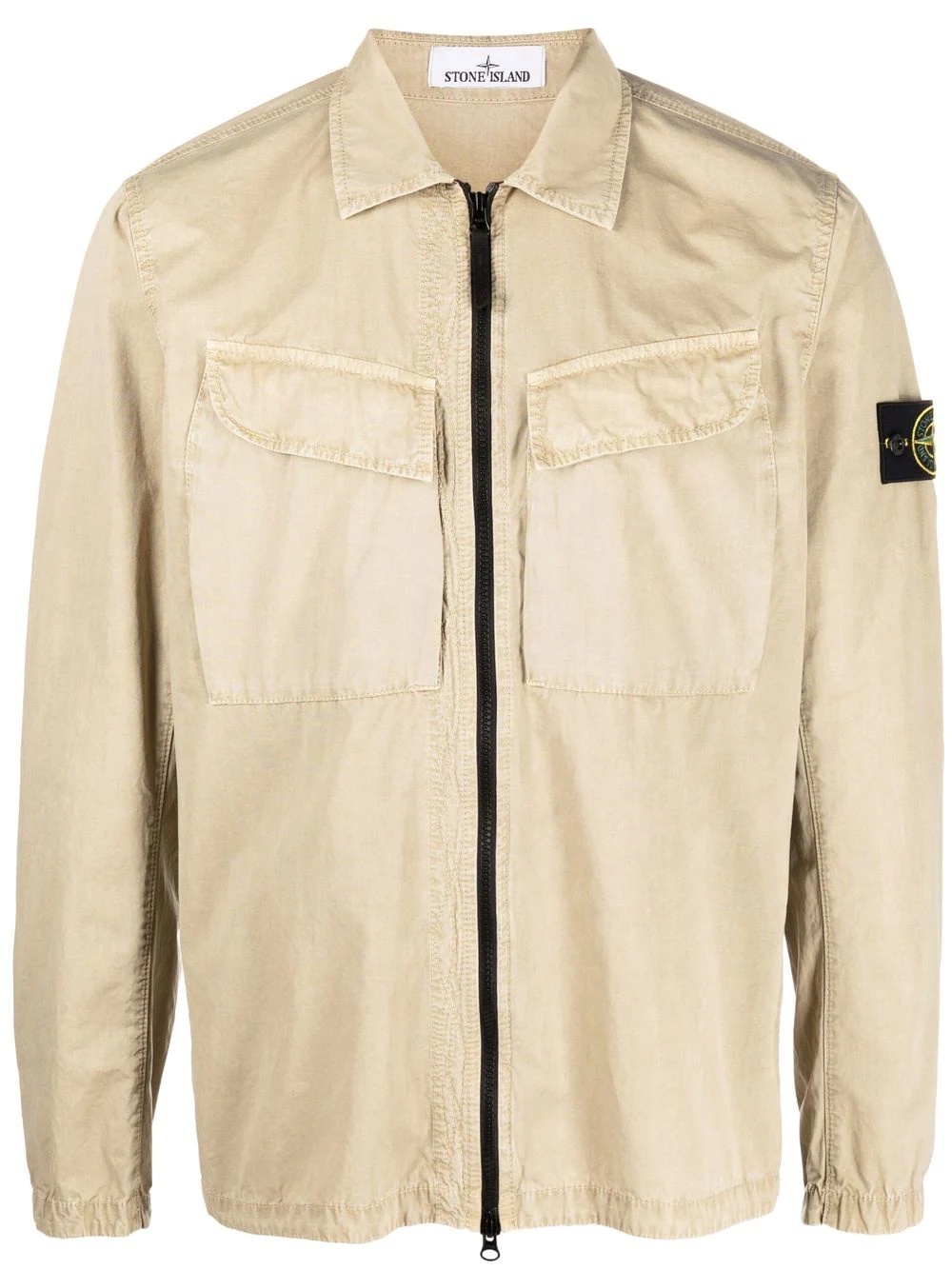 Compass-logo zip-up shirt jacket - 1