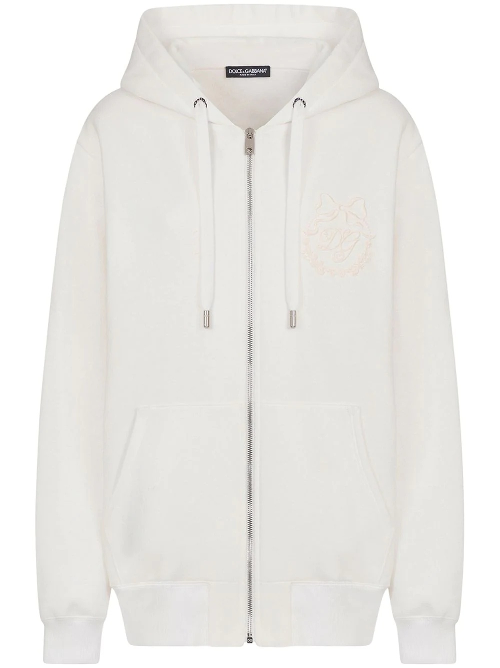 logo-embroidered zip-front hoodie - 1