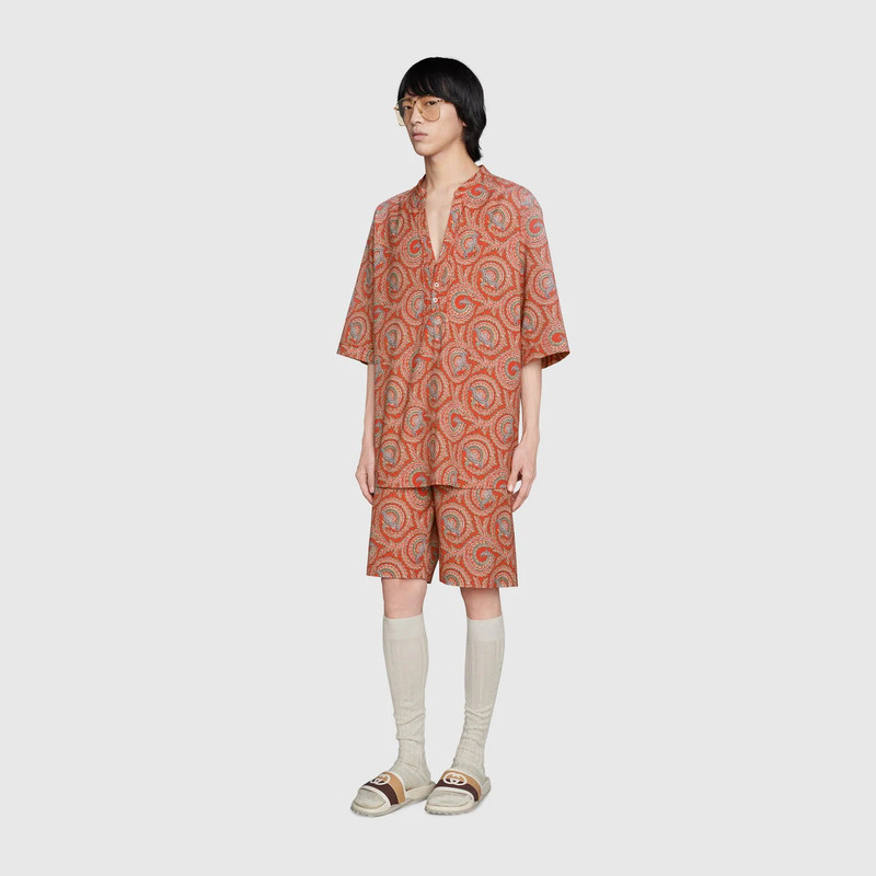 GUCCI Paisley fan print muslin shorts outlook