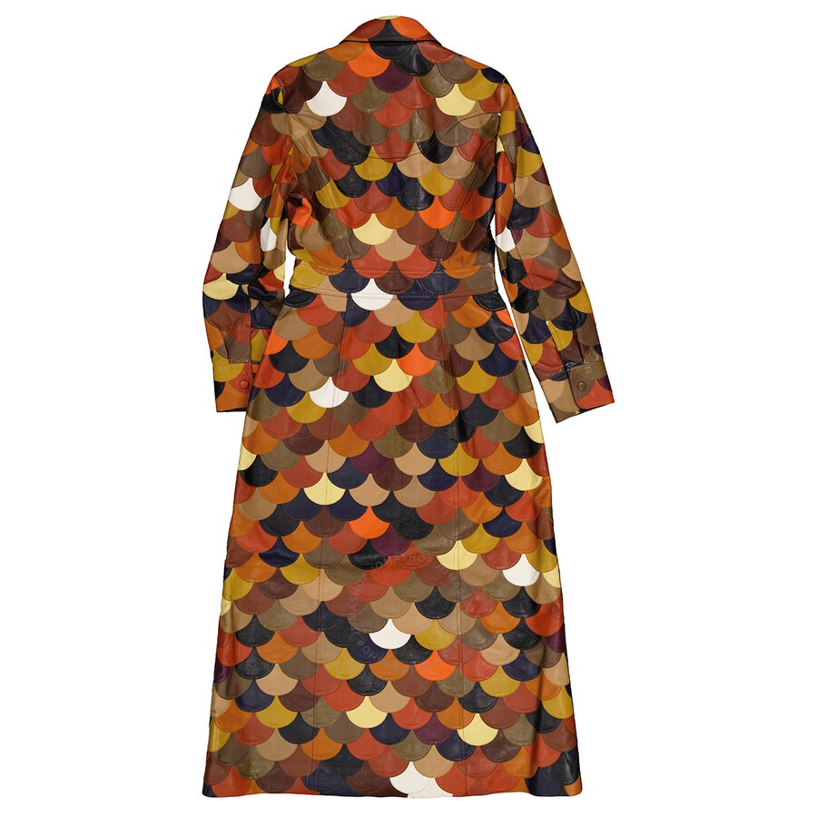 Chloe Ladies Multicolored Patchwork Leather Coat - 7