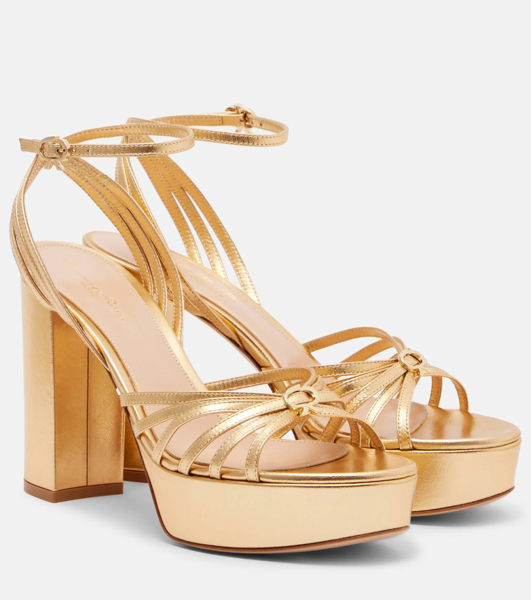 Rita 70 metallic leather platform sandals - 1