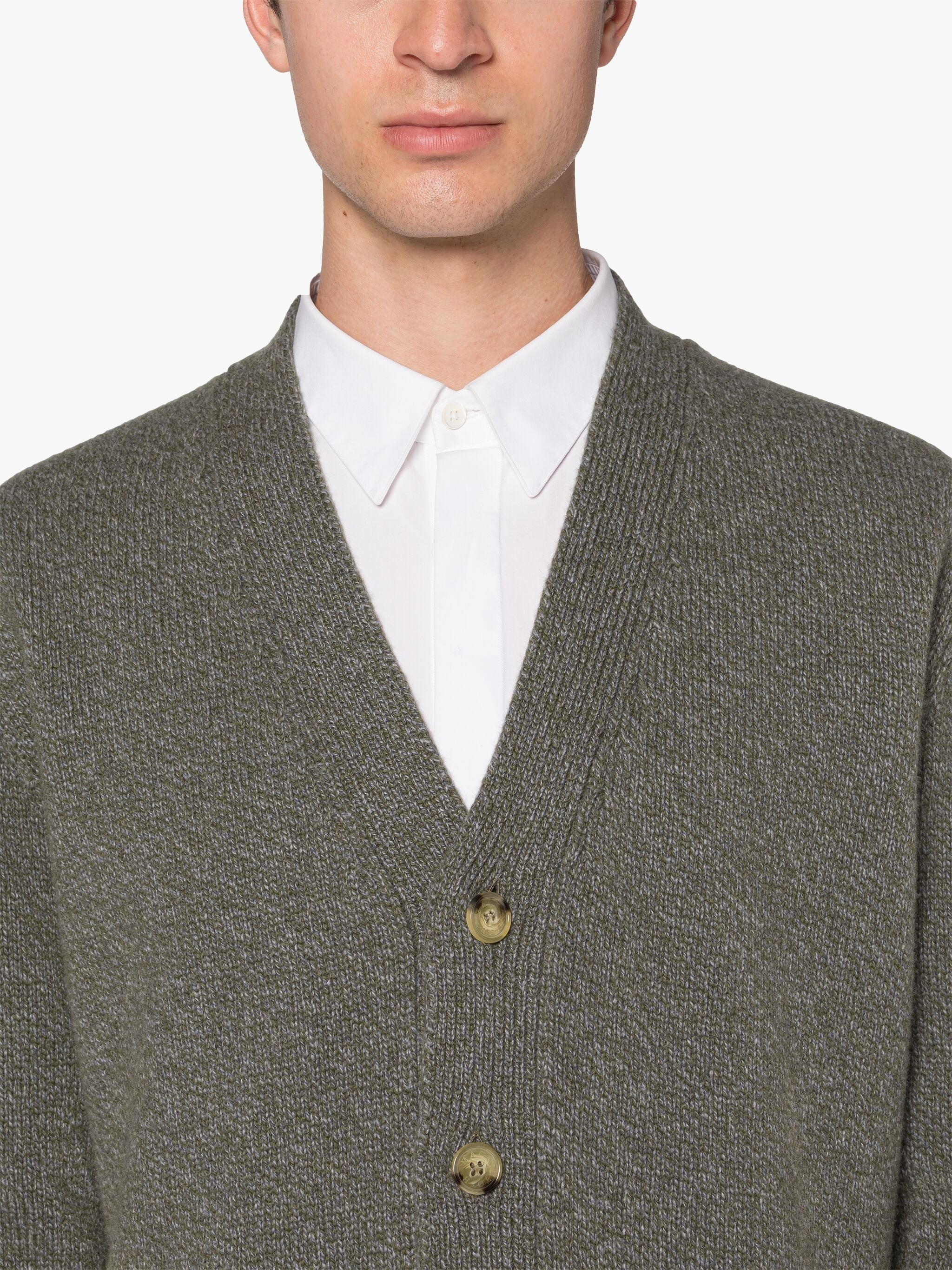 STOCKHOLM FOREST GREEN MERINO WOOL & CASHMERE CARDIGAN - 5