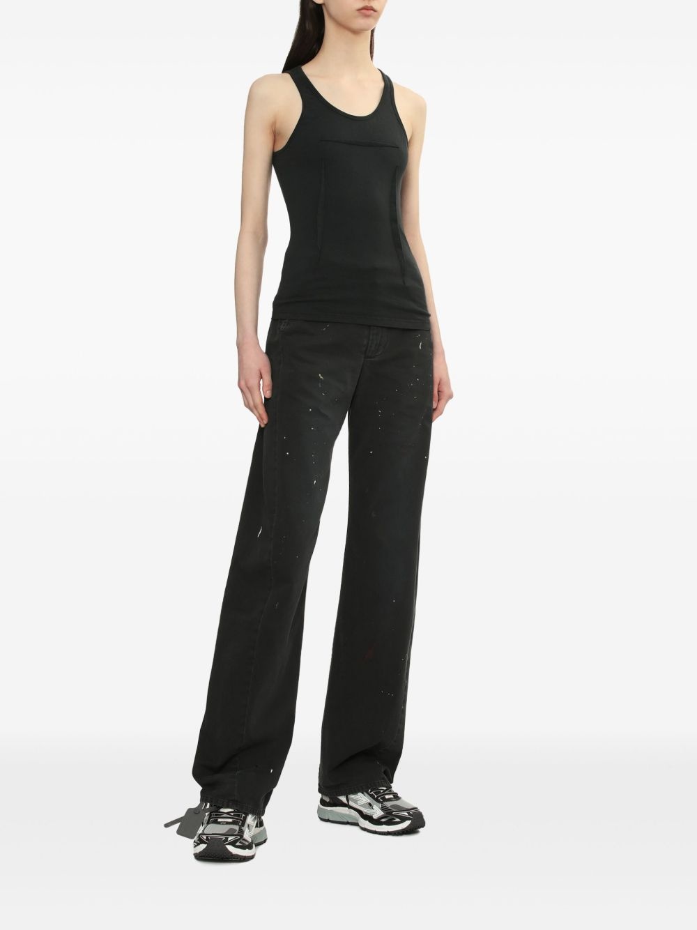 asymmetrical-panel tank top - 2