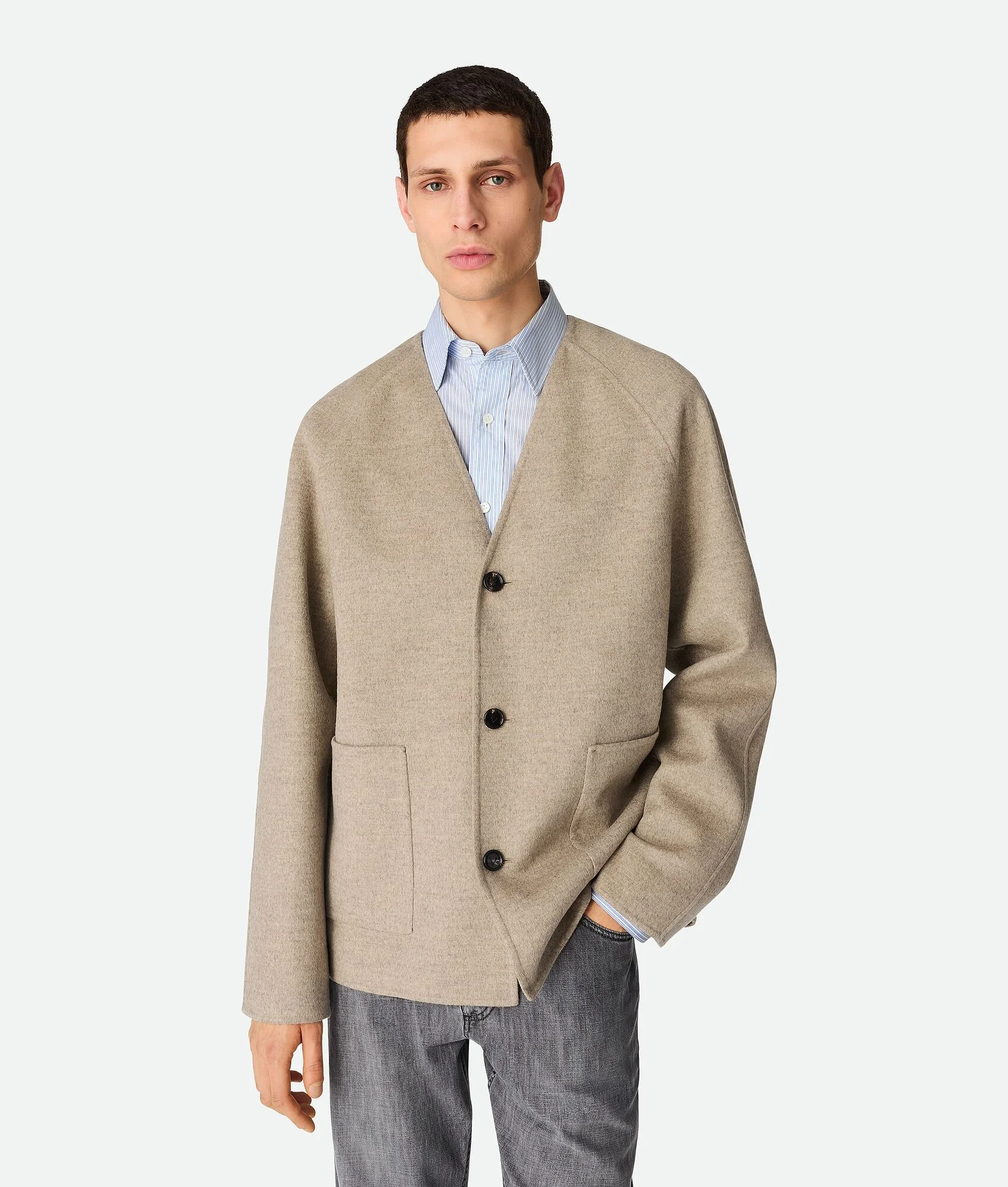Light Double Wool And Cashmere Coat - 1