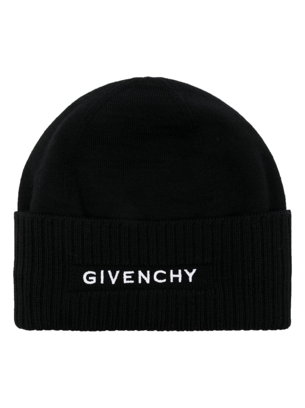 logo-embroidered beanie hat - 1