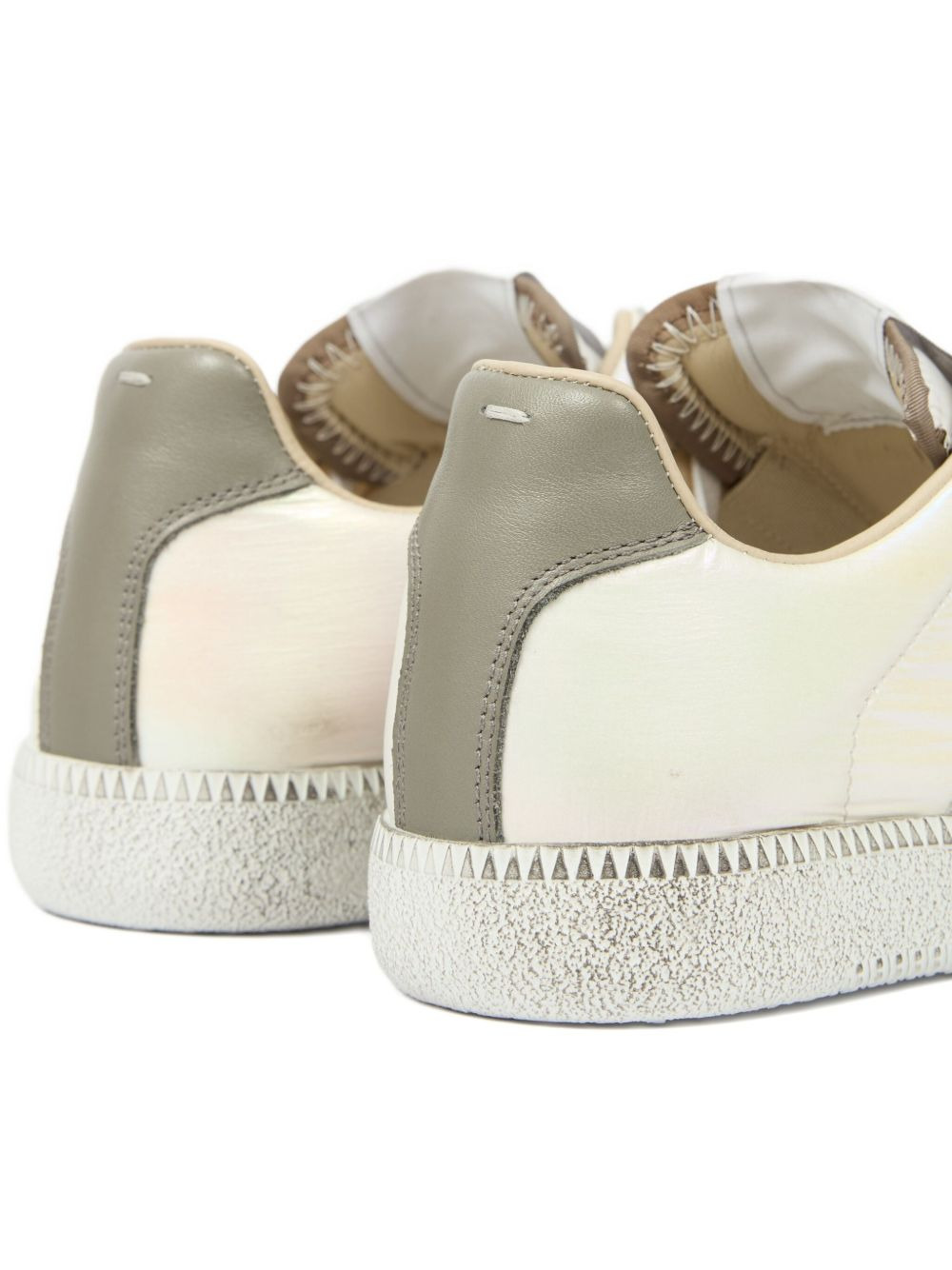 Metallic leather panelled sneakers - 4