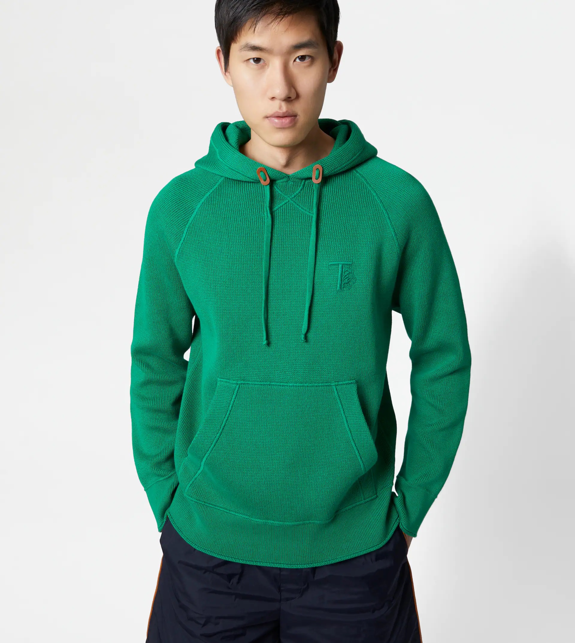 SWEATSHIRT-STYLE JUMPER IN COTTON - GREEN - 7