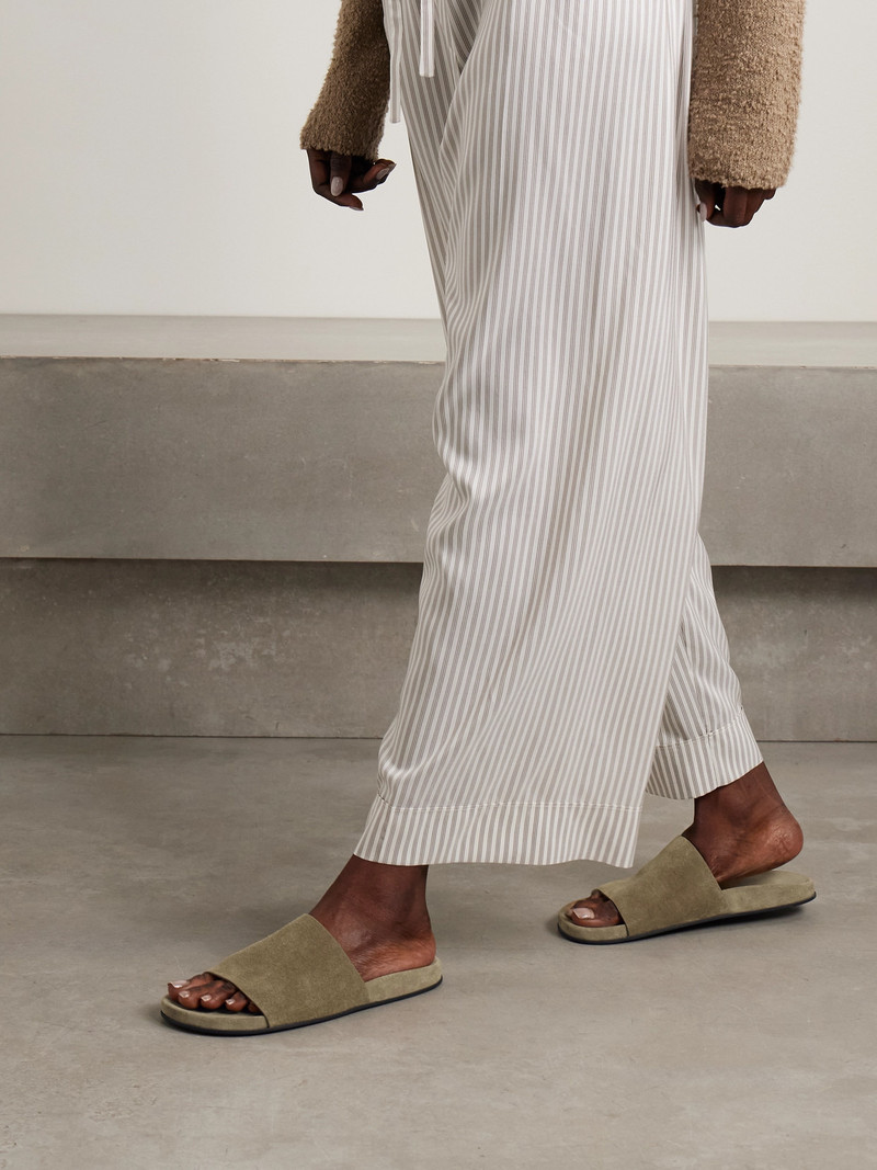 The Row Hugh Suede Slides outlook
