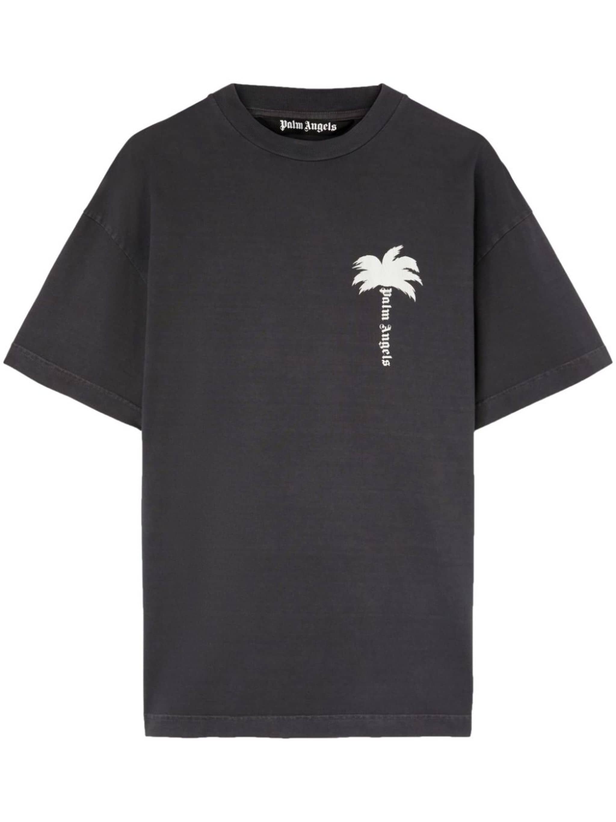 Palm tree-print cotton T-shirt - 1