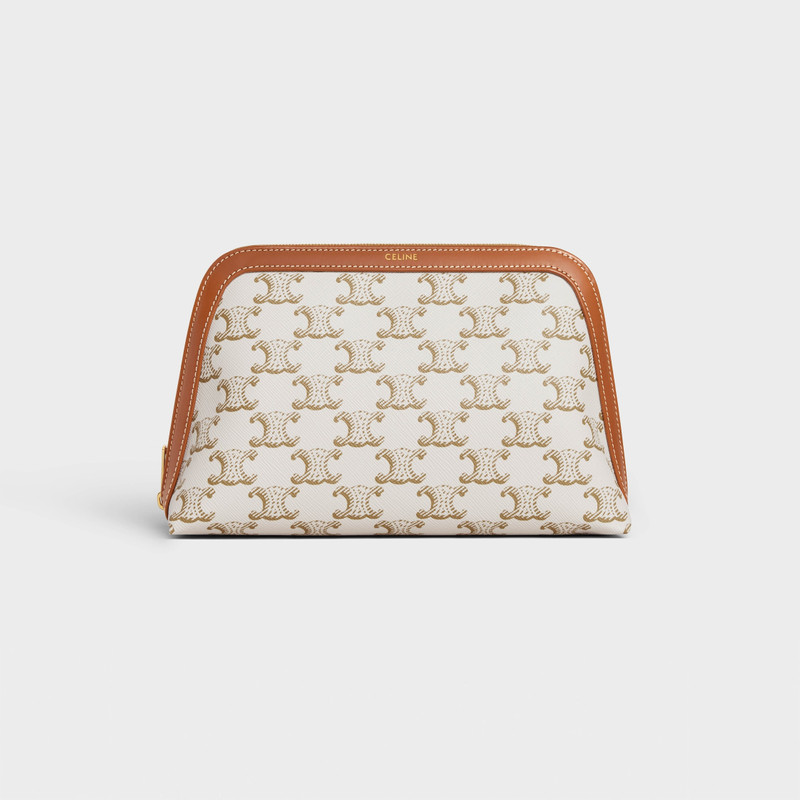 MEDIUM COSMETIC POUCH IN TRIOMPHE CANVAS AND CALFSKIN 1